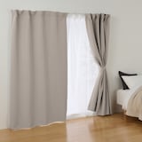 遮光性　ポリエステル平織りノンプリーツカーテン・２枚組