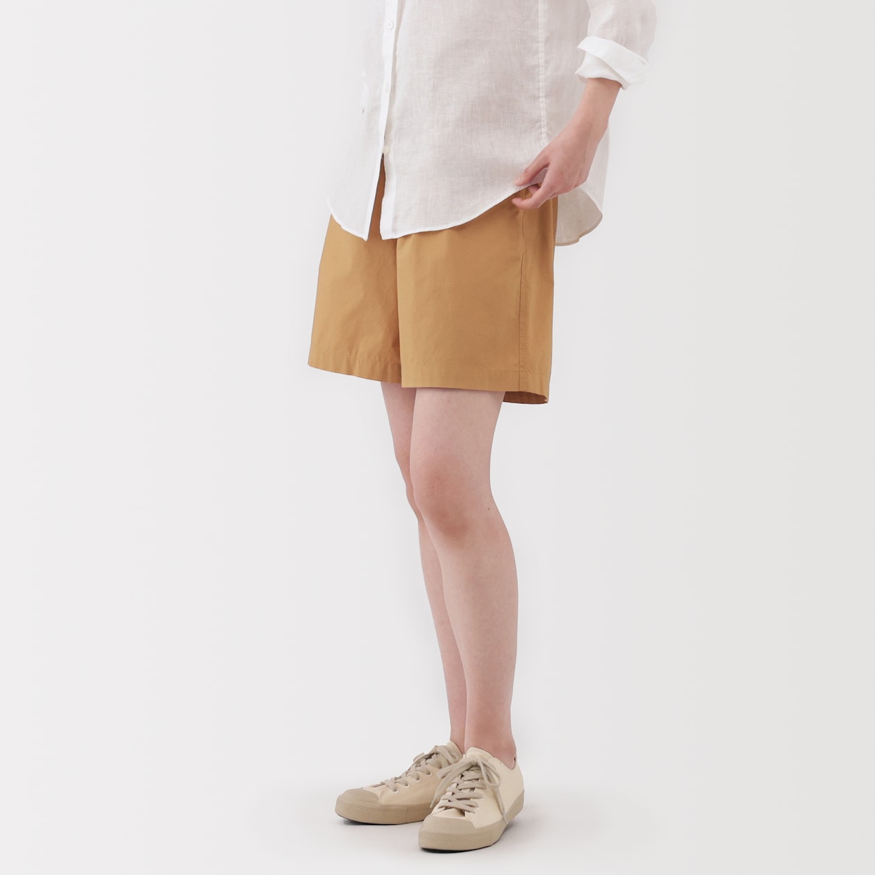 婦人　洗いざらし　ブロードショートパンツ