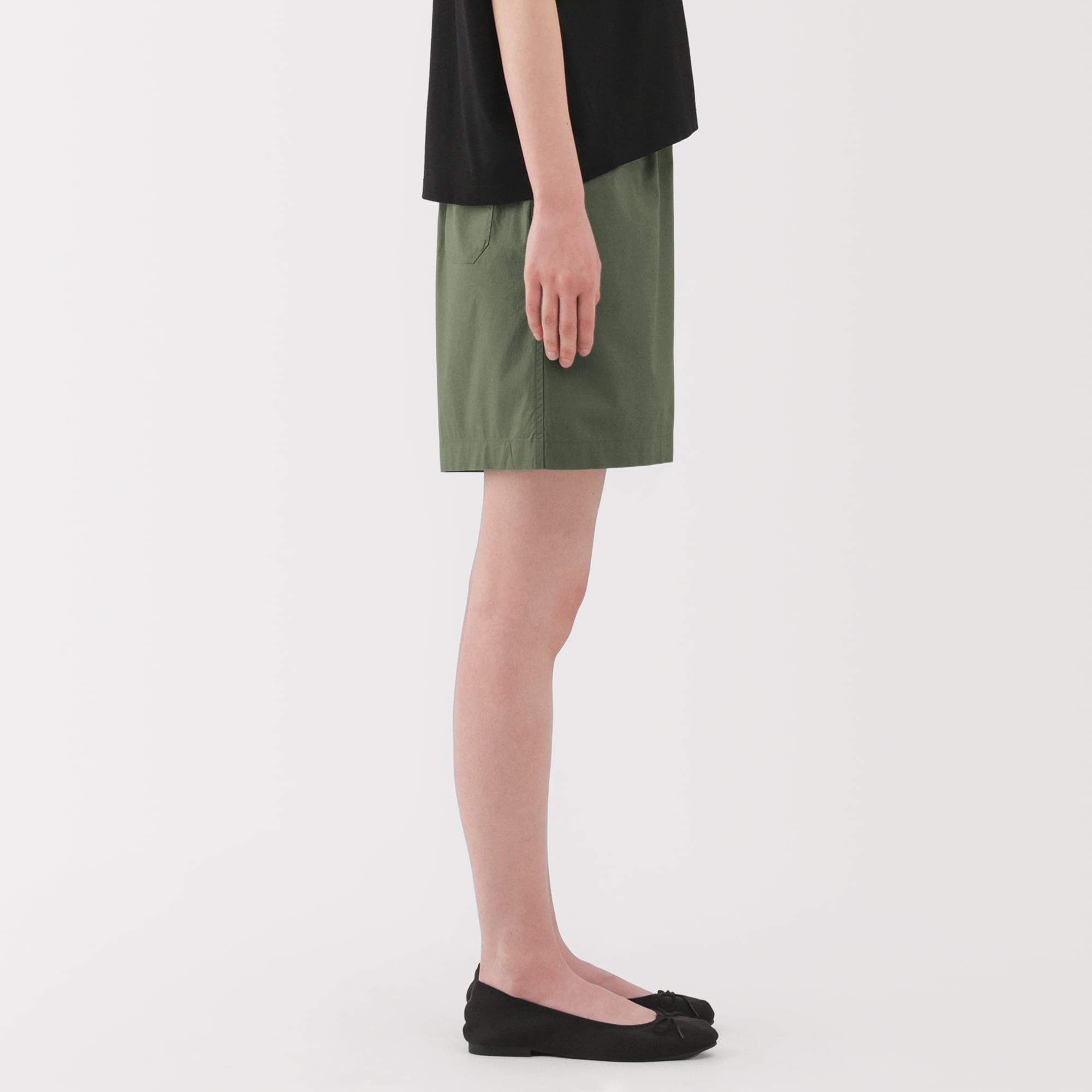 婦人　洗いざらし　ブロードショートパンツ