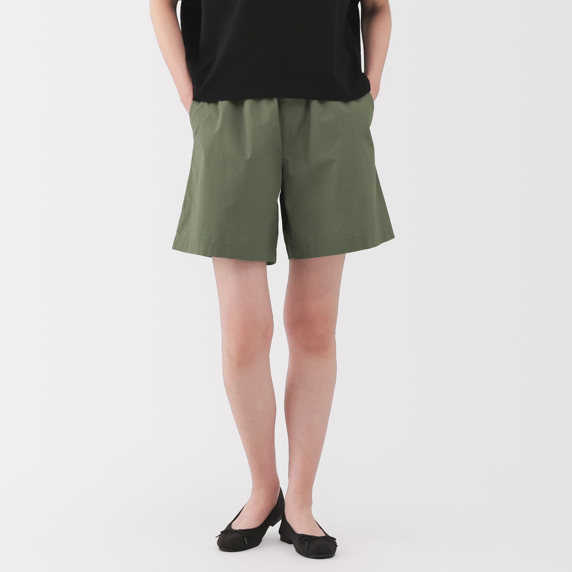 婦人　洗いざらし　ブロードショートパンツ