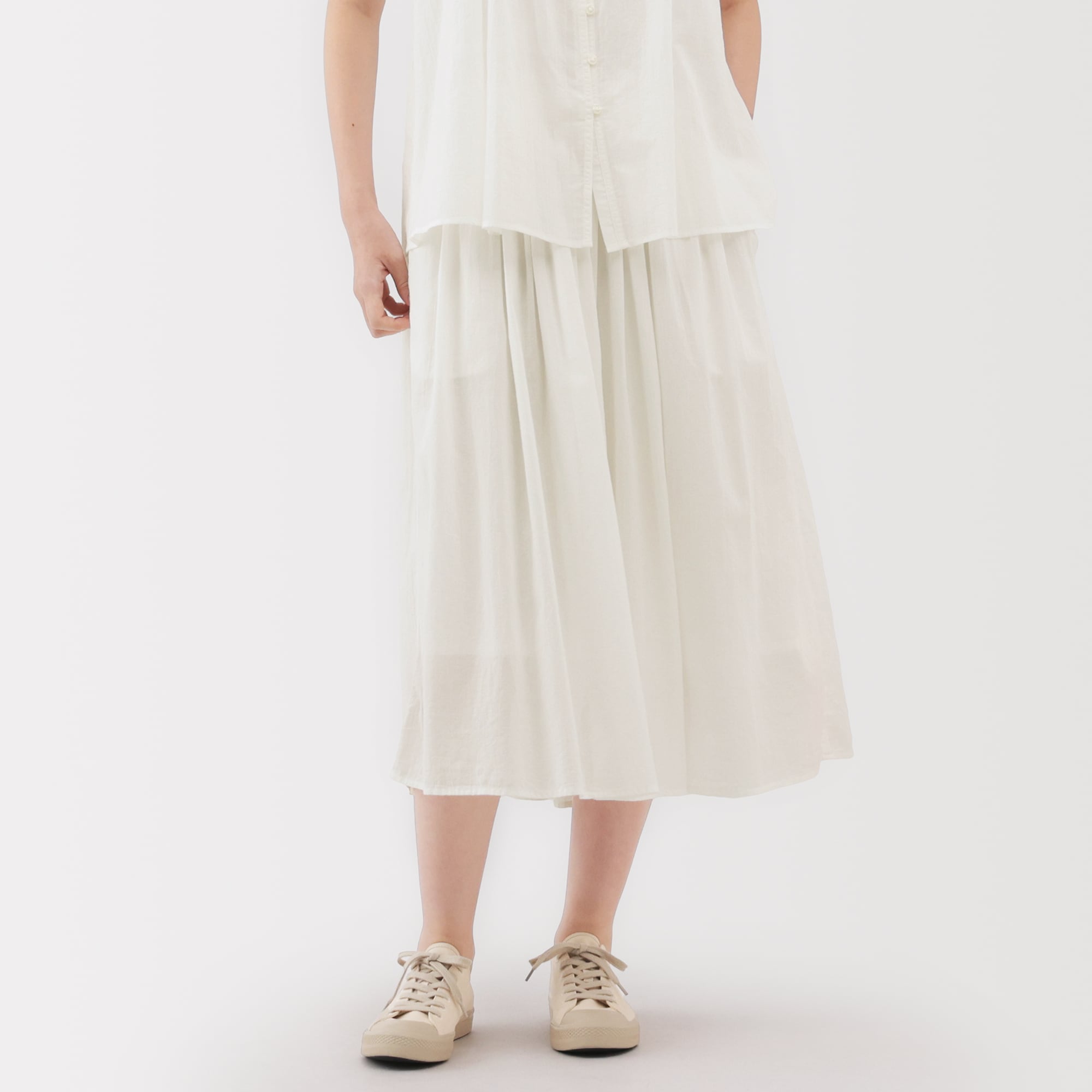 婦人 強撚ボイル ギャザースカート | 無印良品