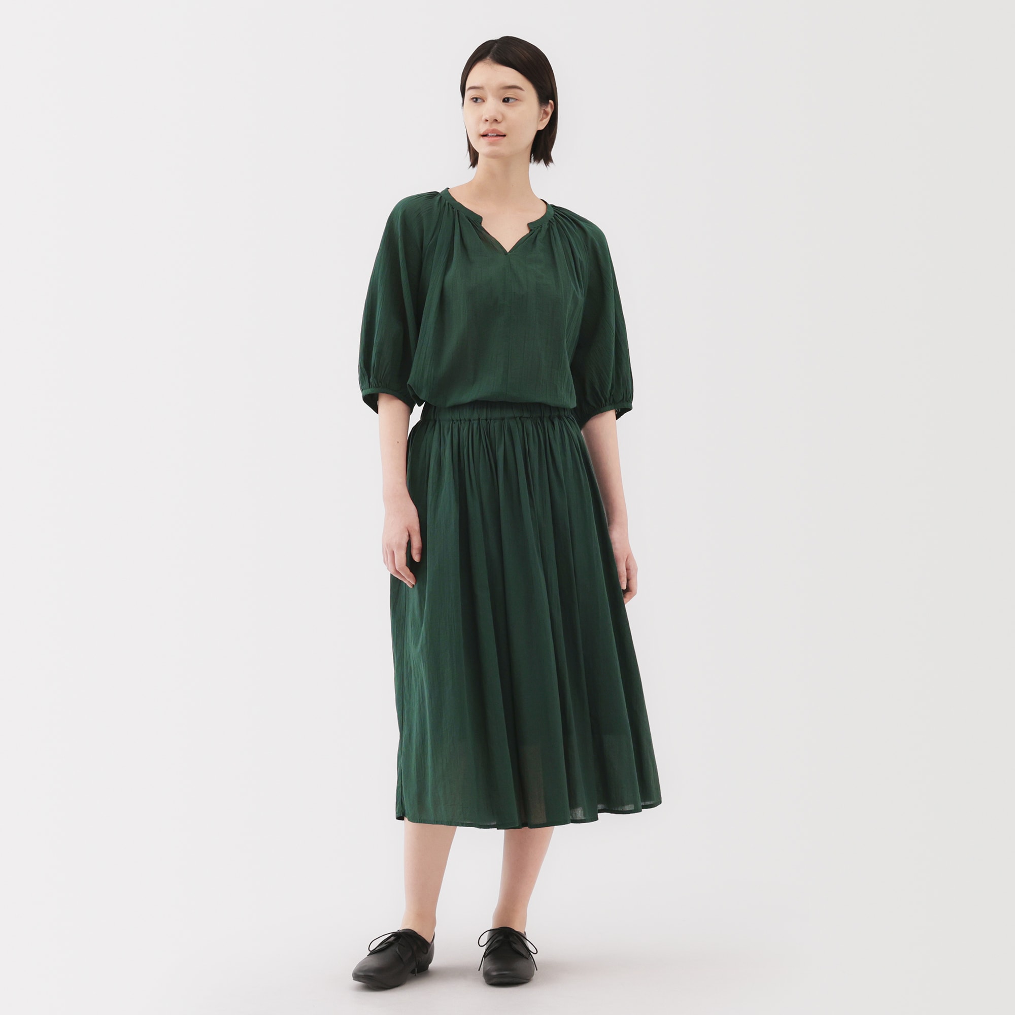 婦人 強撚ボイル ギャザースカート | 無印良品