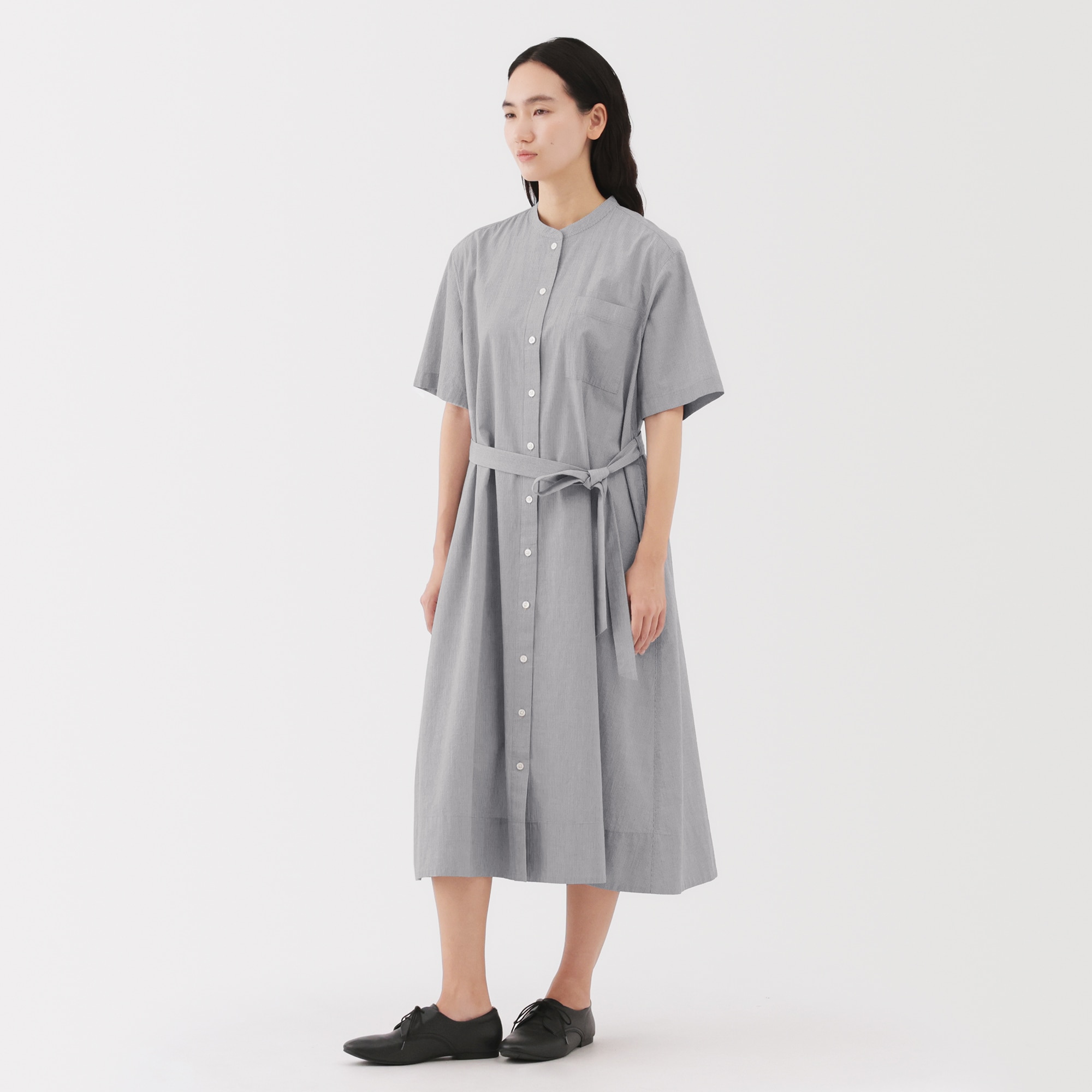 OBSIDIAN ホワイト シャツワンピース 半袖 婦人 涼感 半袖シャツワンピース | 無印良品