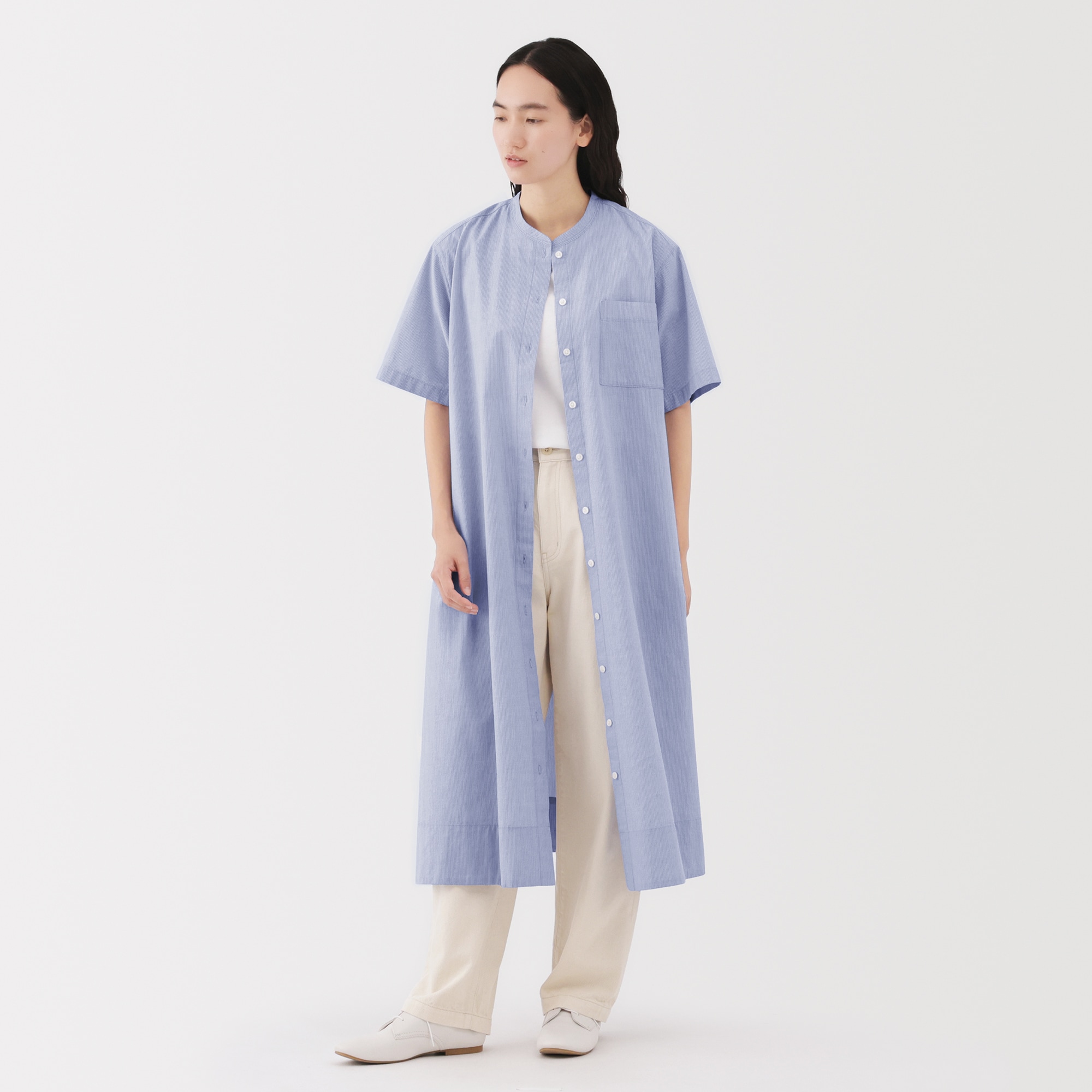 【新品タグ付】45R 袖刺繍ロングワンピース 半袖シャツ コットン 3 2025年最新】45R シャツワンピースの人気アイテム - メルカリ