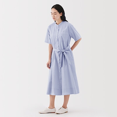 婦人　涼感　半袖シャツワンピース