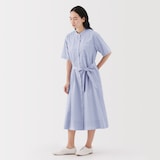 婦人　涼感　半袖シャツワンピース