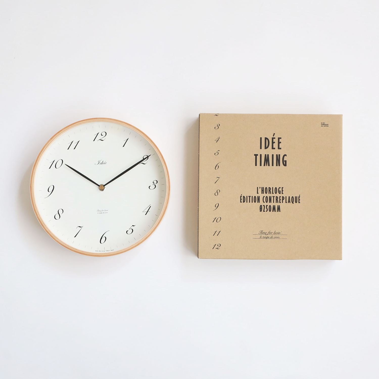 ［ＩＤＥＥ］ＩＤＥＥ　ＴＩＭＩＮＧ　掛け時計　２５０ｍｍ　アラビア数字（ウッド）