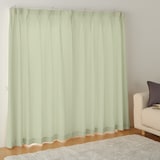 綿洗いざらし平織プリーツカーテン／グリーン