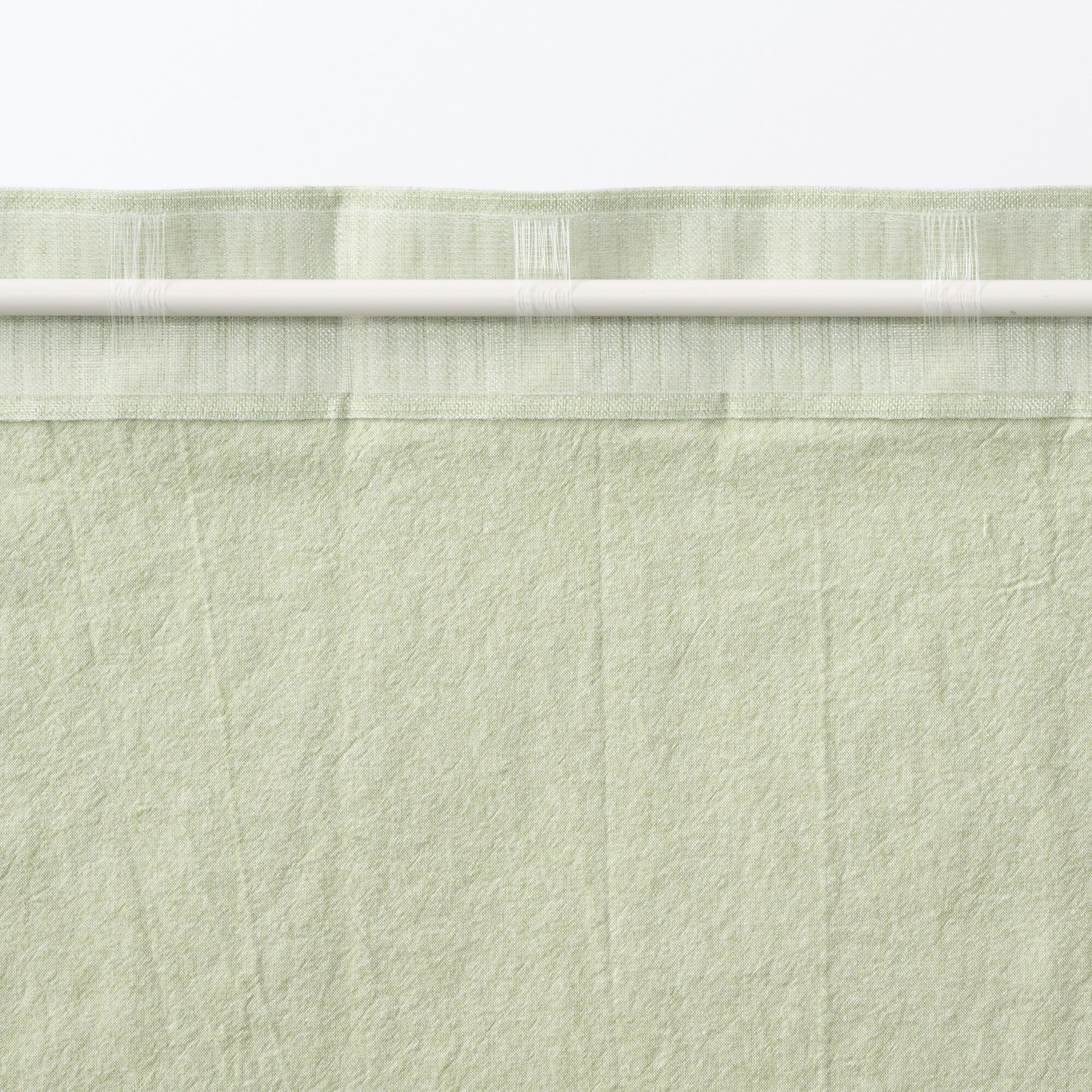 綿洗いざらし平織ノンプリーツカーテン／グリーン