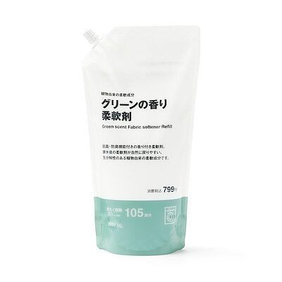 植物由来の柔軟成分　グリーンの香り柔軟剤　詰替え用　１０５０ｍｌ