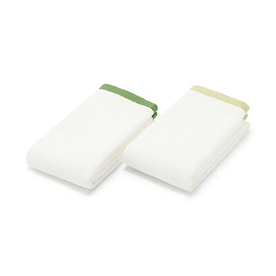 縁カラー付　コンパクトフェイスタオル２枚組　２５×７０ｃｍ