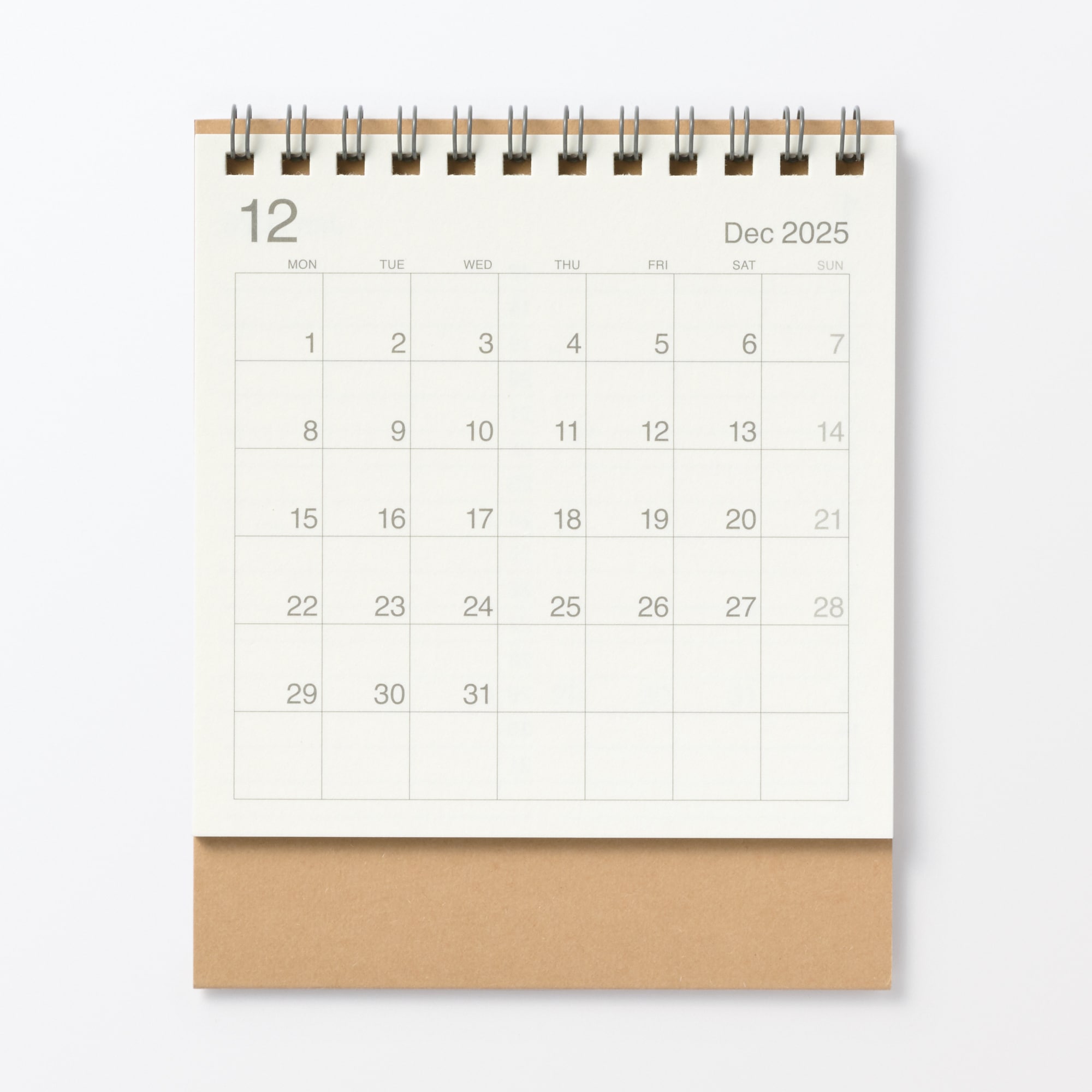 バガス入りペーパー月曜始まりカレンダー・小・２０２５年１２月～２０２６年１２月