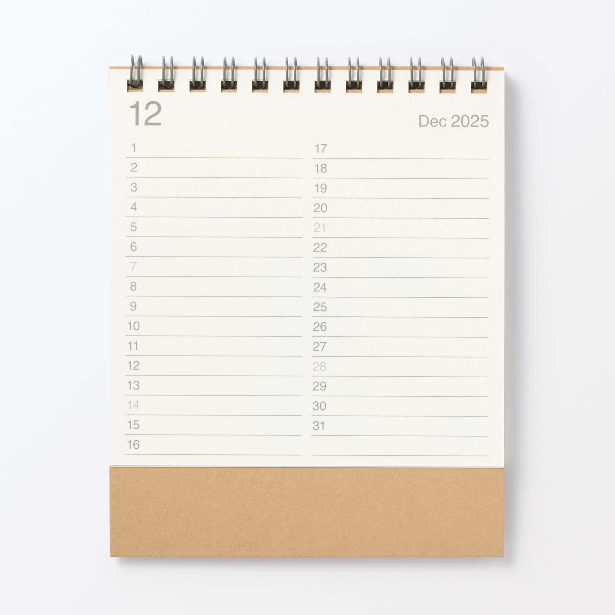 バガス入りペーパー月曜始まりカレンダー・小・２０２５年１２月～２０２６年１２月