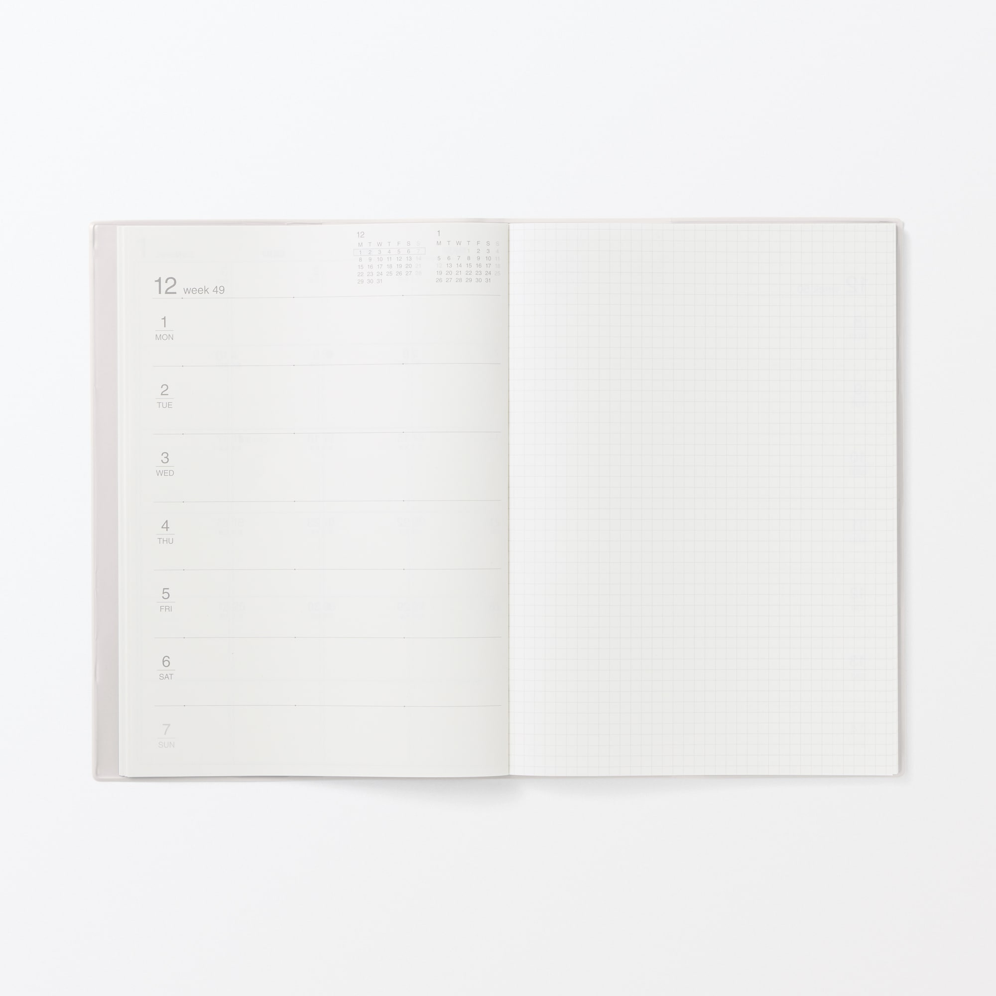 月曜始まりマンスリー／ウィークリースケジュール帳・２０２５年１２月始まり
