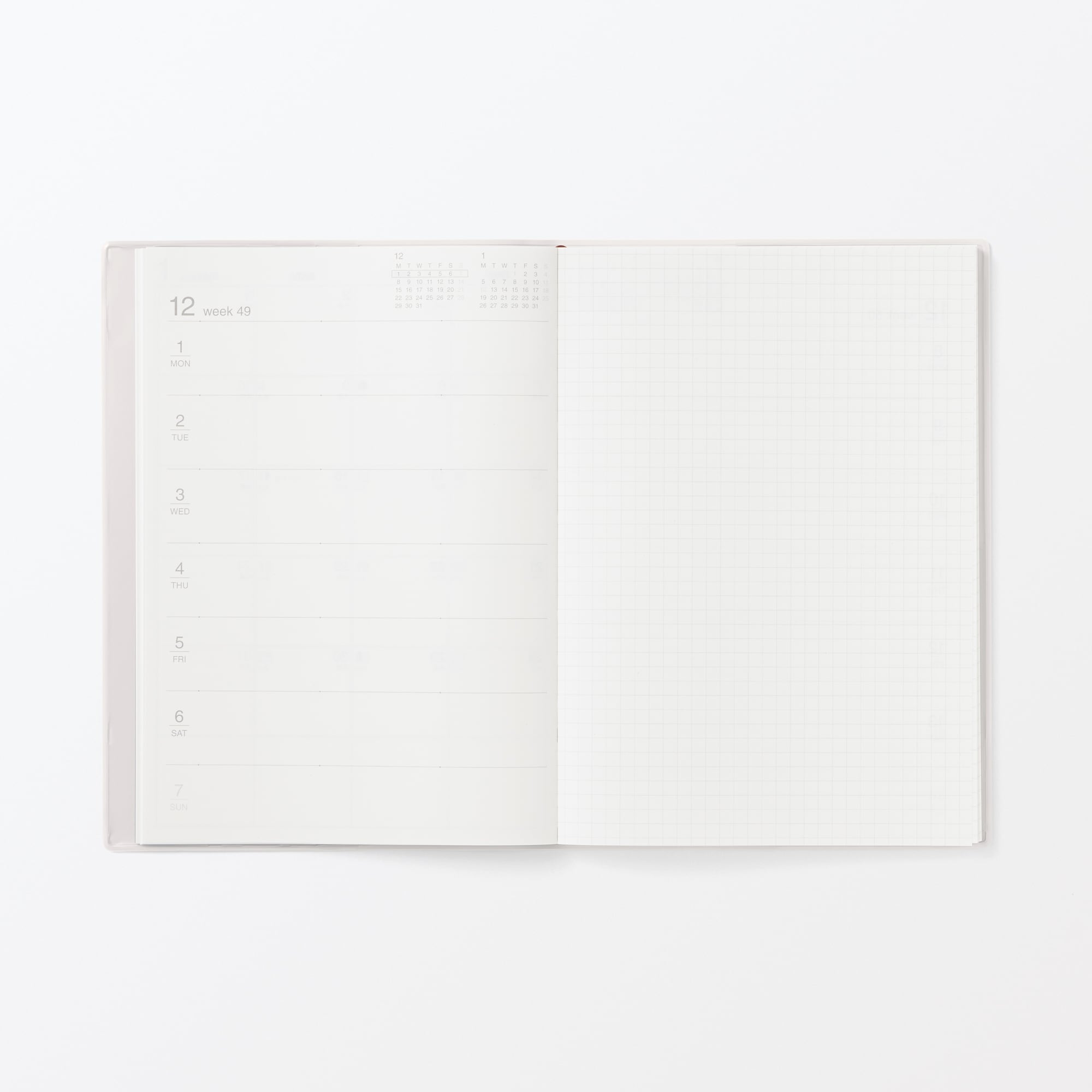 月曜始まりマンスリー／ウィークリースケジュール帳・２０２５年１２月始まり