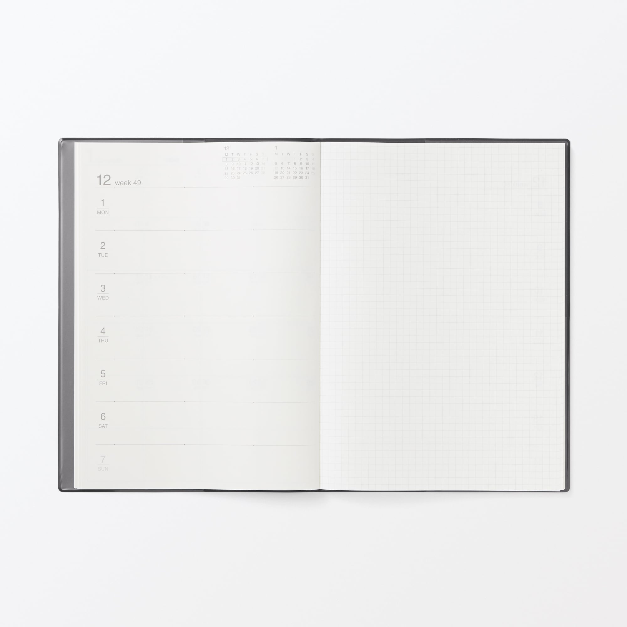 月曜始まりマンスリー／ウィークリースケジュール帳・２０２５年１２月始まり