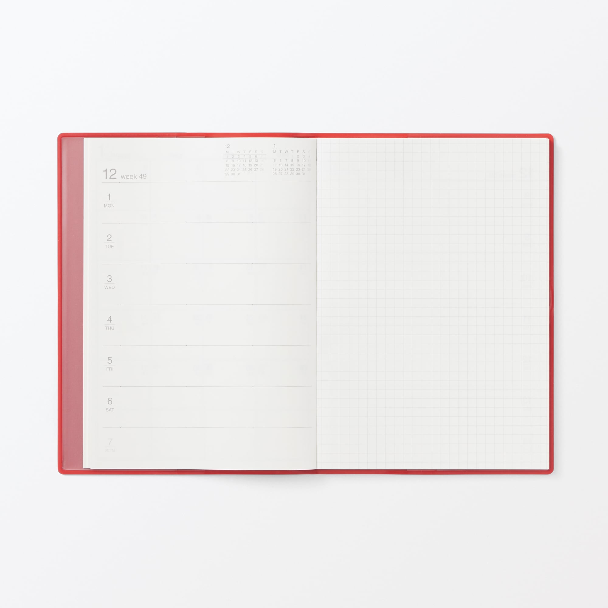 月曜始まりマンスリー／ウィークリースケジュール帳・２０２５年１２月始まり