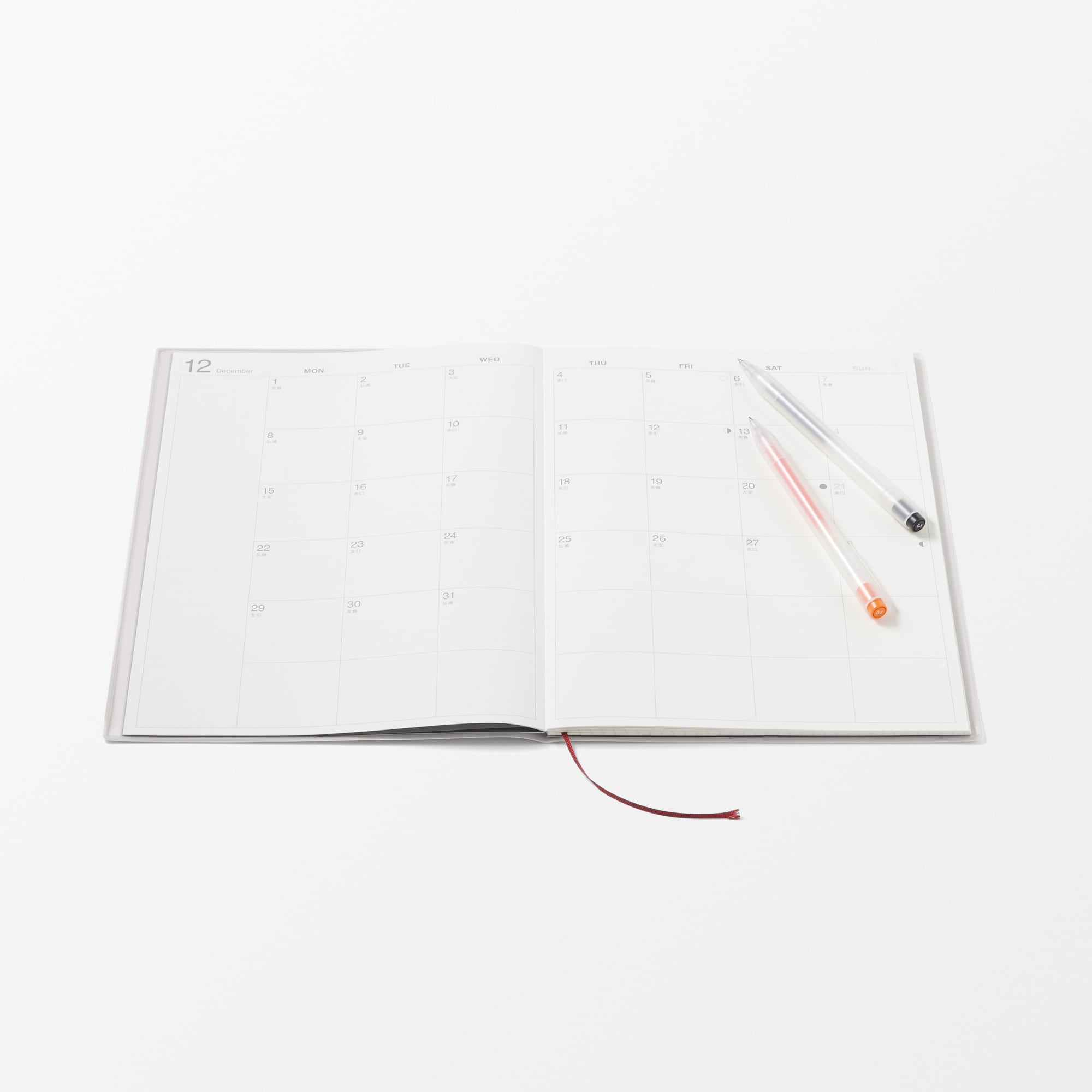 月曜始まりマンスリースケジュール帳・２０２５年１２月始まり