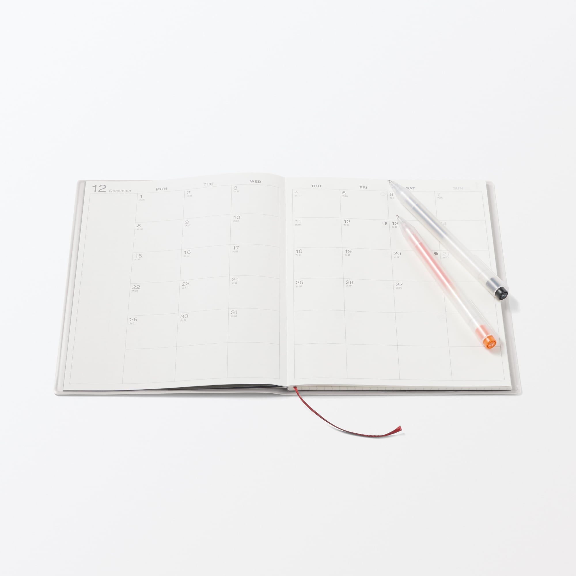 月曜始まりマンスリースケジュール帳・２０２５年１２月始まり