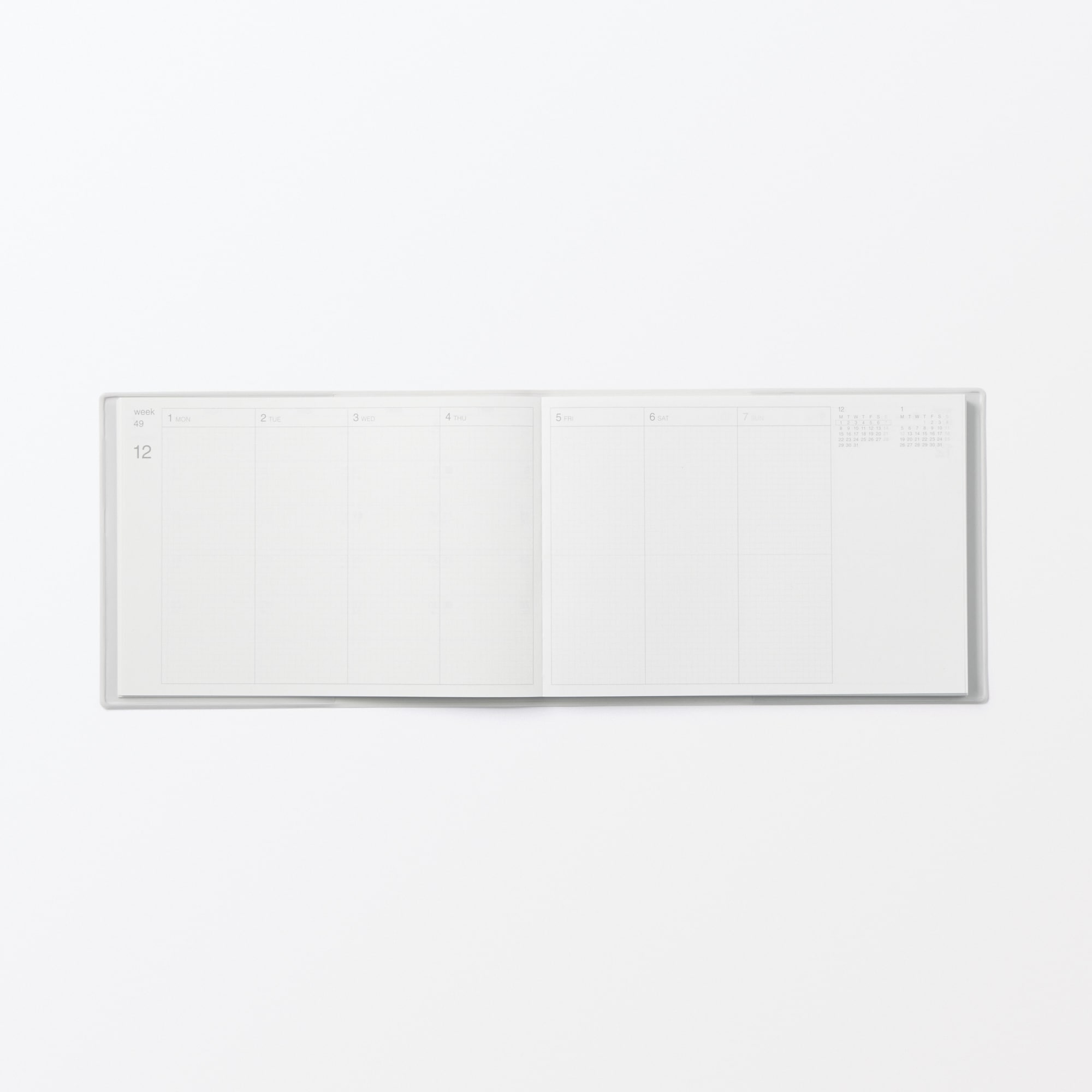 Ｂ５ハーフサイズスケジュール帳・マンスリー／ウィークリー・２０２５年１２月始まり