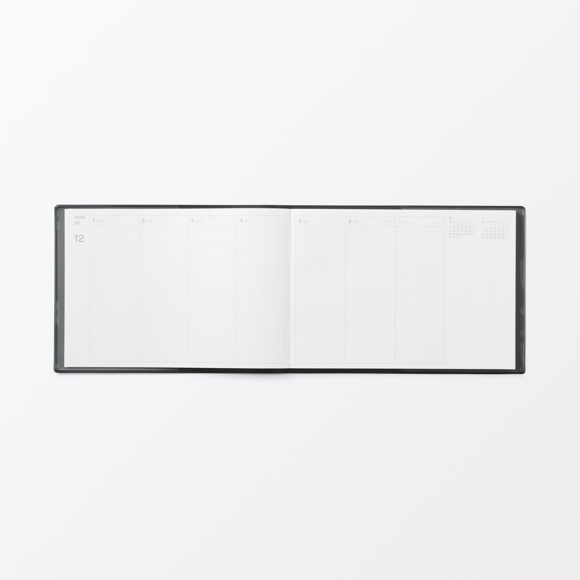 Ｂ５ハーフサイズスケジュール帳・マンスリー／ウィークリー・２０２５年１２月始まり