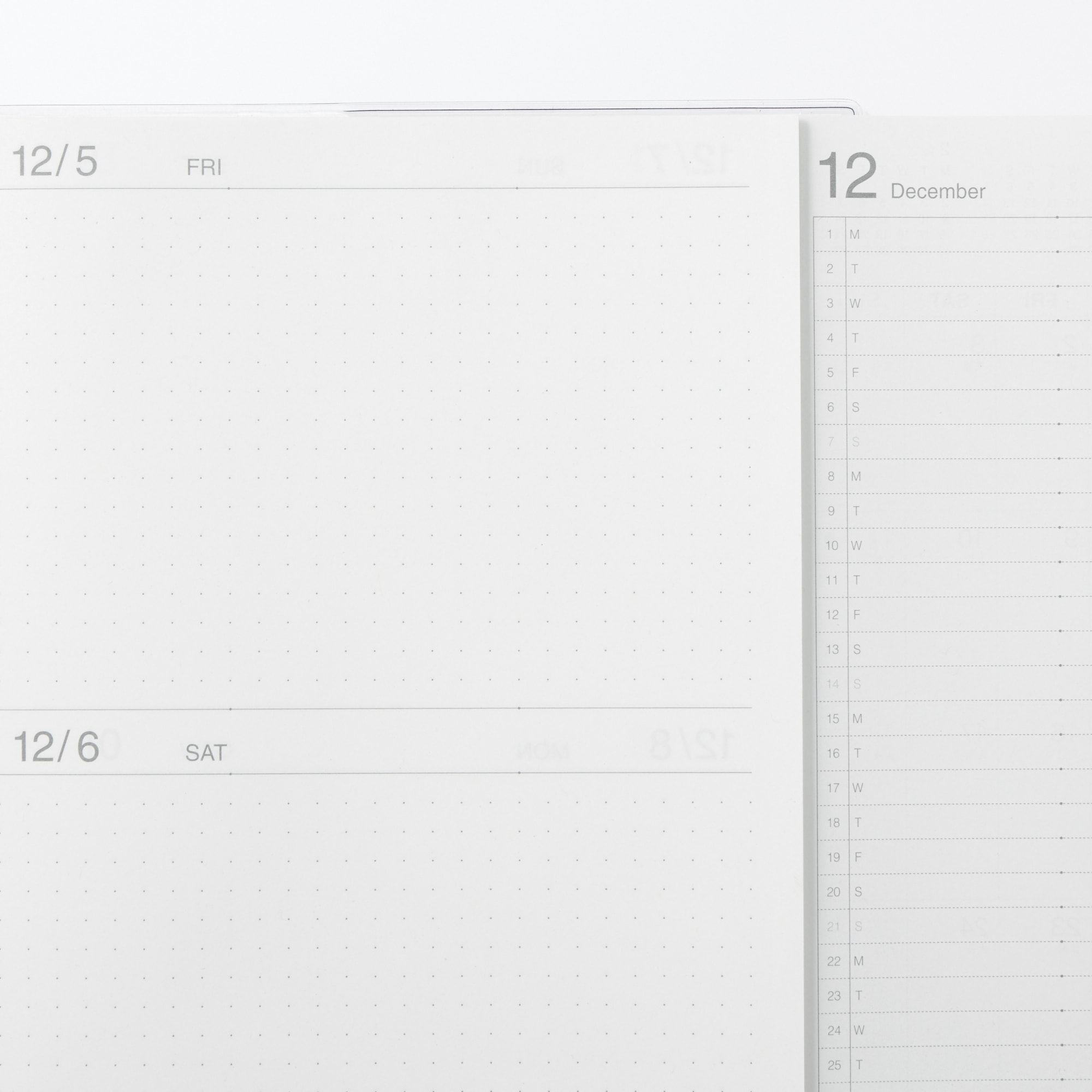一覧できるスケジュール帳・マンスリー／デイリー・２０２５年１２月始まり
