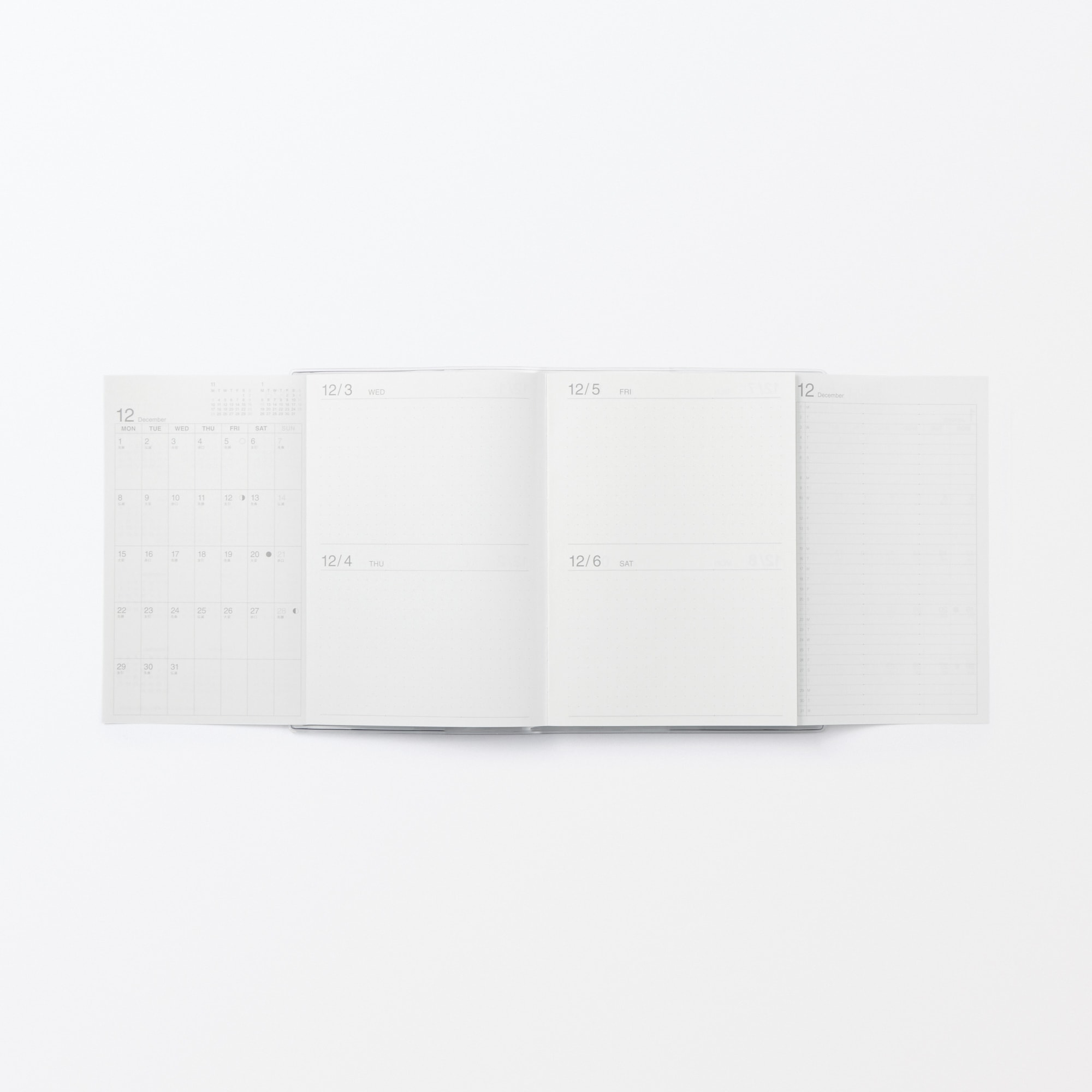 一覧できるスケジュール帳・マンスリー／デイリー・２０２５年１２月始まり