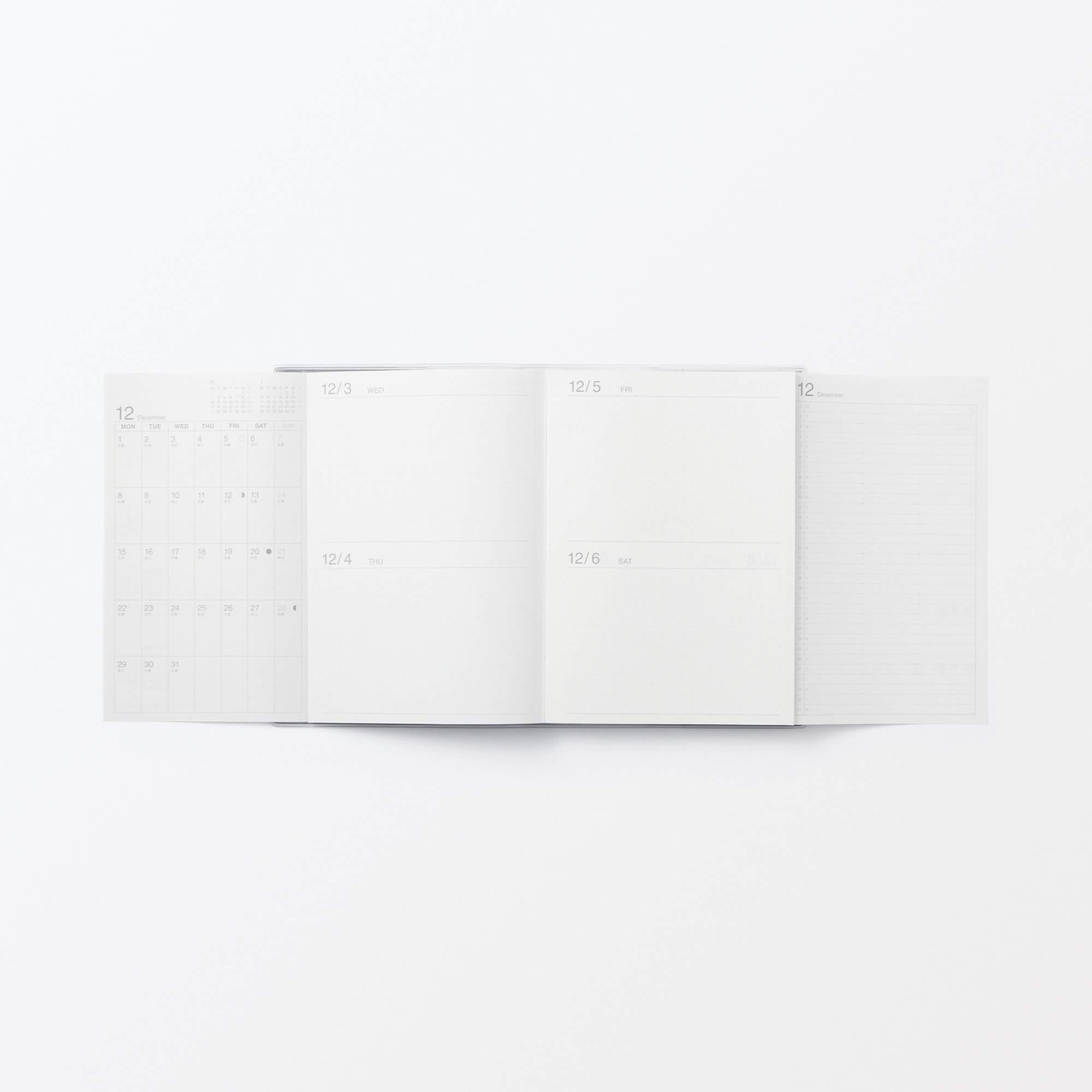 一覧できるスケジュール帳・マンスリー／デイリー・２０２５年１２月始まり