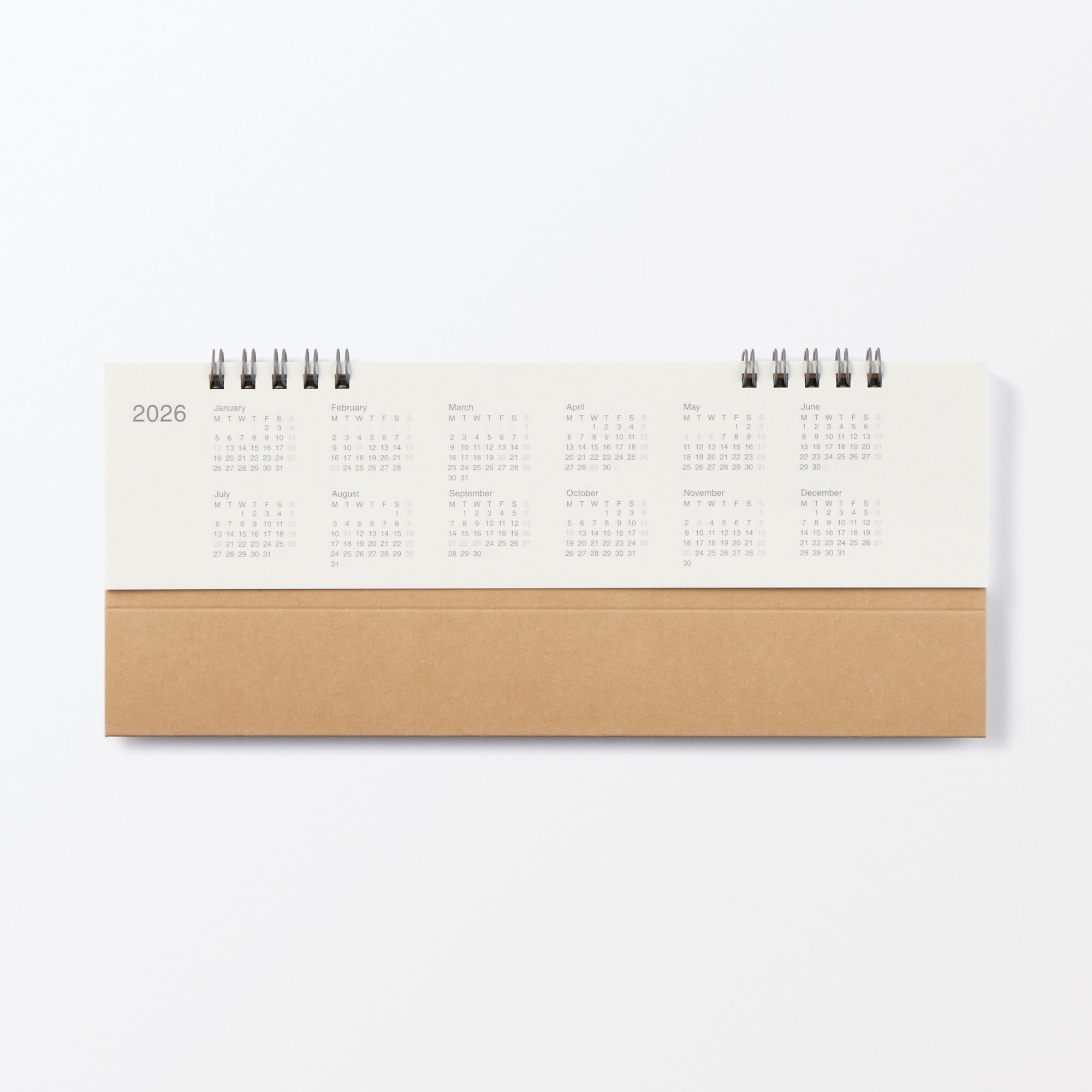 月曜始まり・週めくりカレンダー・横型・２０２６年１月～２０２６年１２月