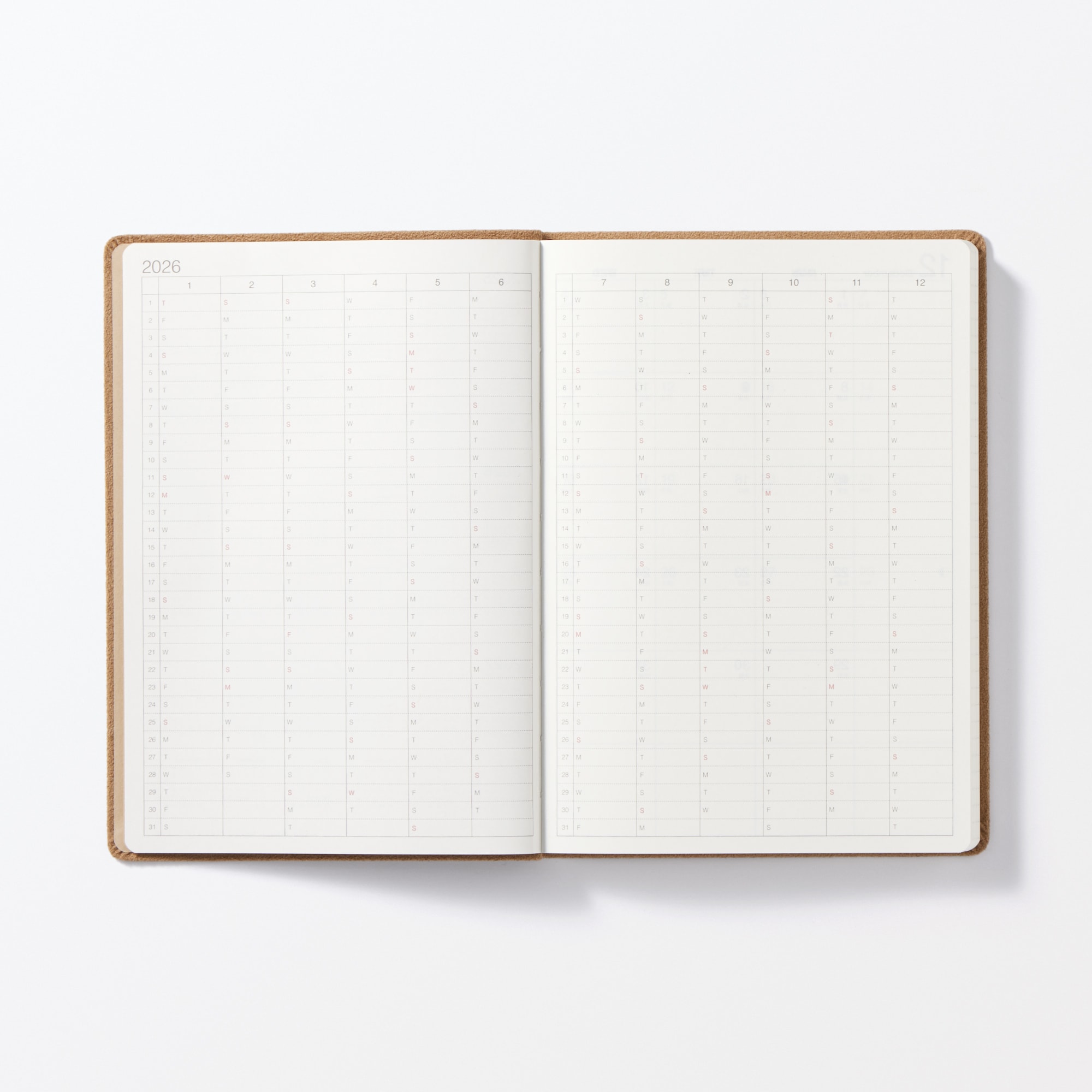 スエード調月曜始まりマンスリー／ウィークリースケジュール帳・２０２５年１２月