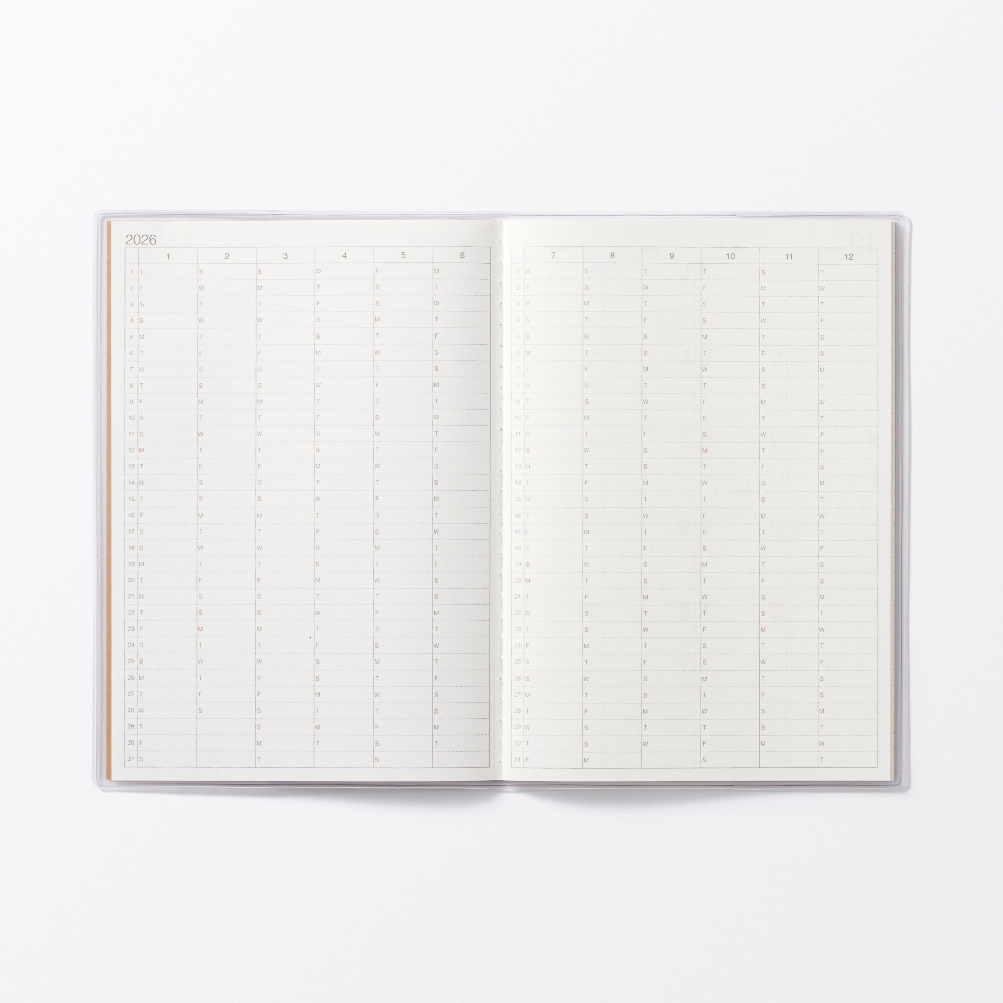 日曜始まりマンスリースケジュール帳・２０２５年１２月始まり