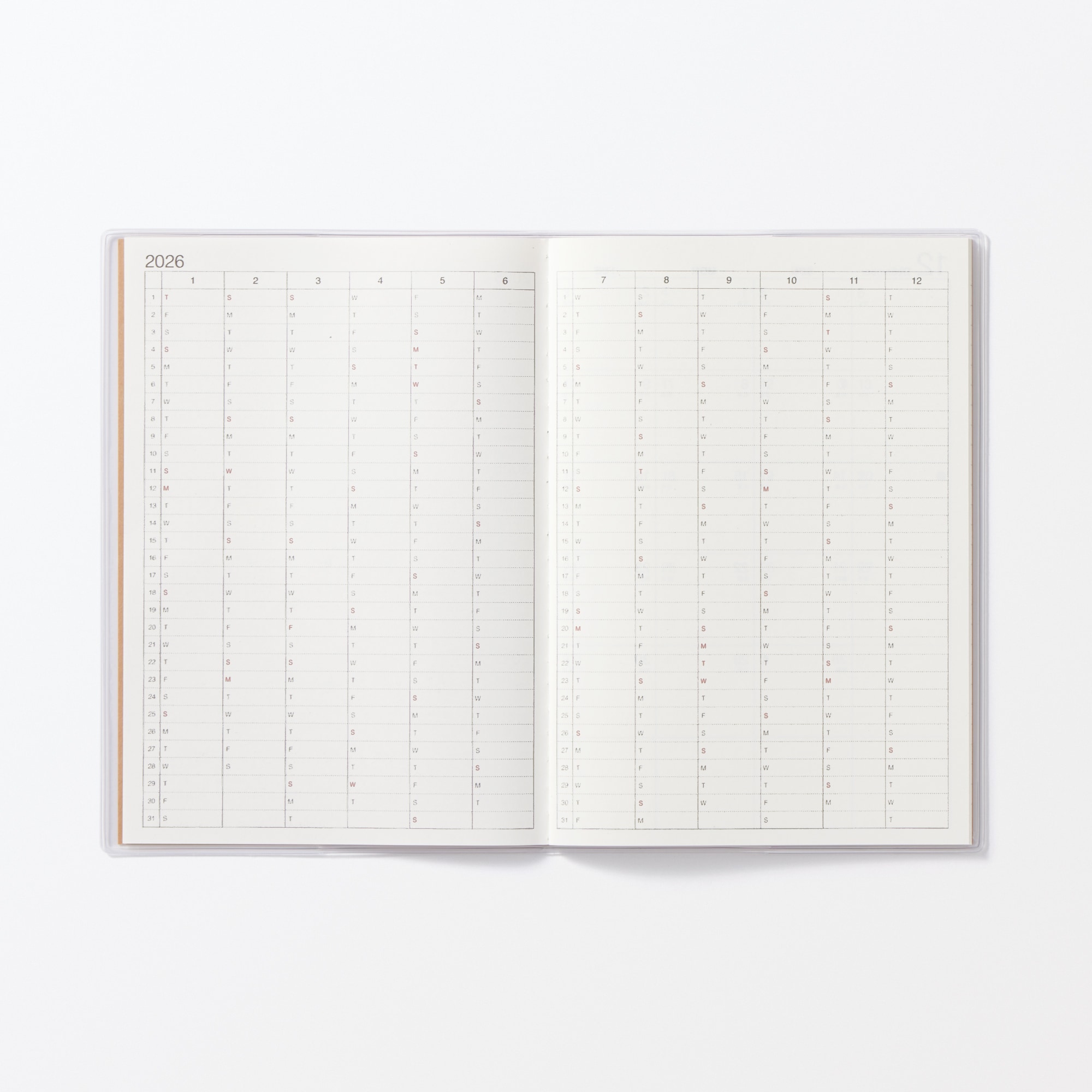 日曜始まりマンスリースケジュール帳・２０２５年１２月始まり