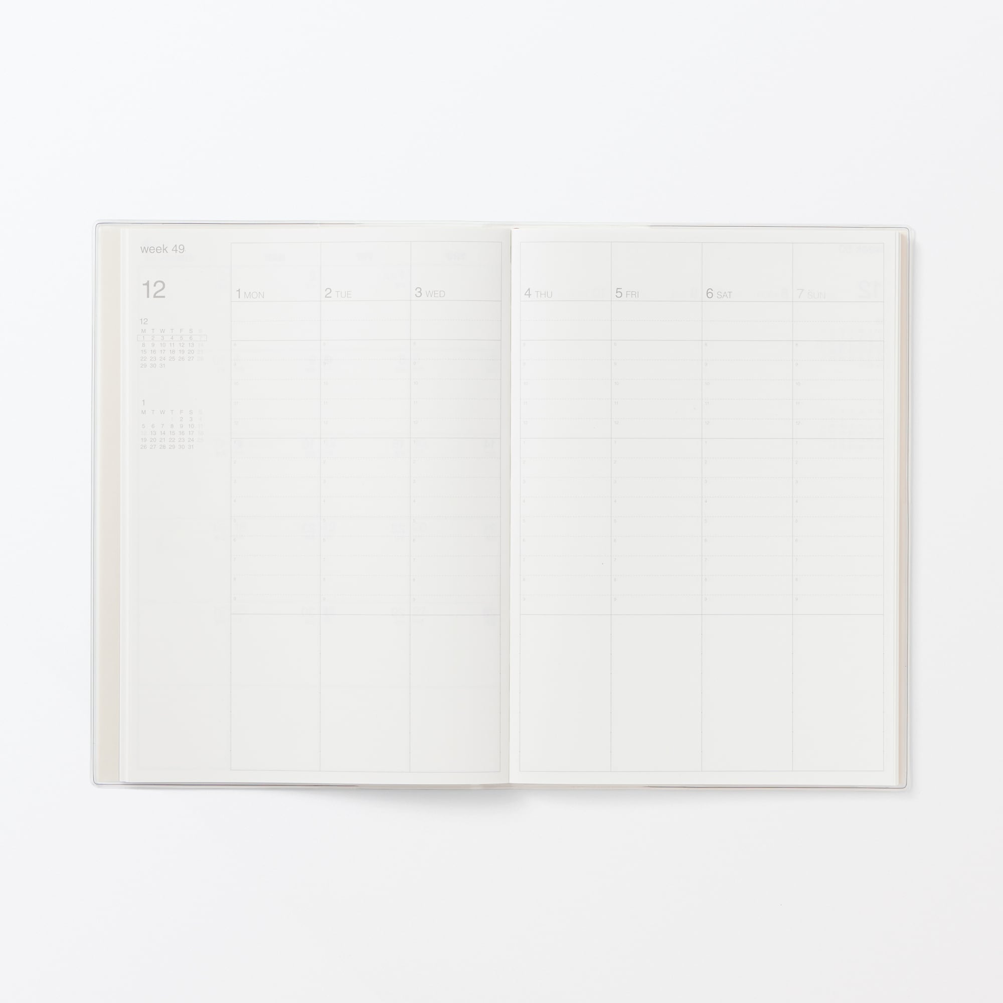 月曜始まりバーチカルスケジュール帳・２０２５年１２月始まり