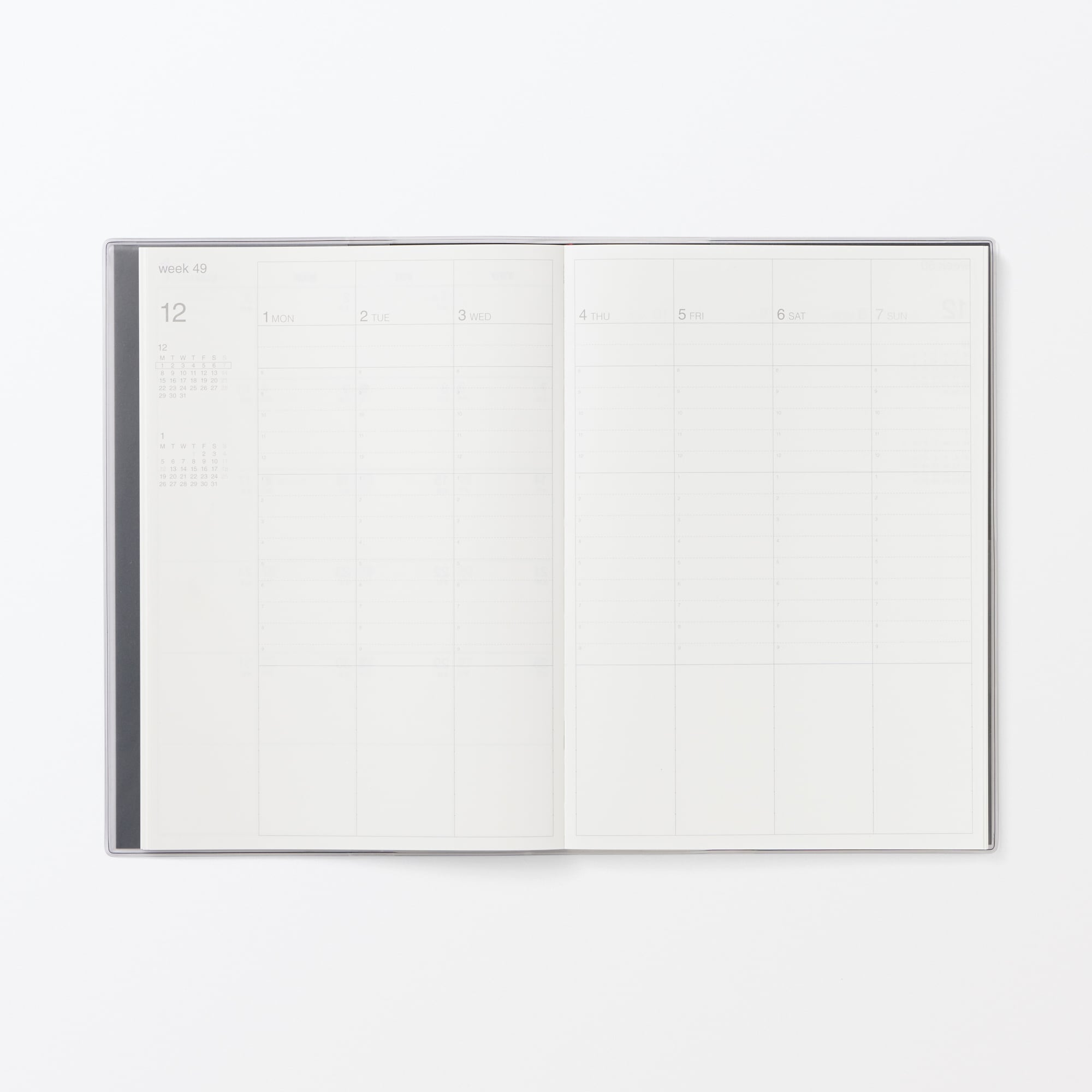 月曜始まりバーチカルスケジュール帳・２０２５年１２月始まり