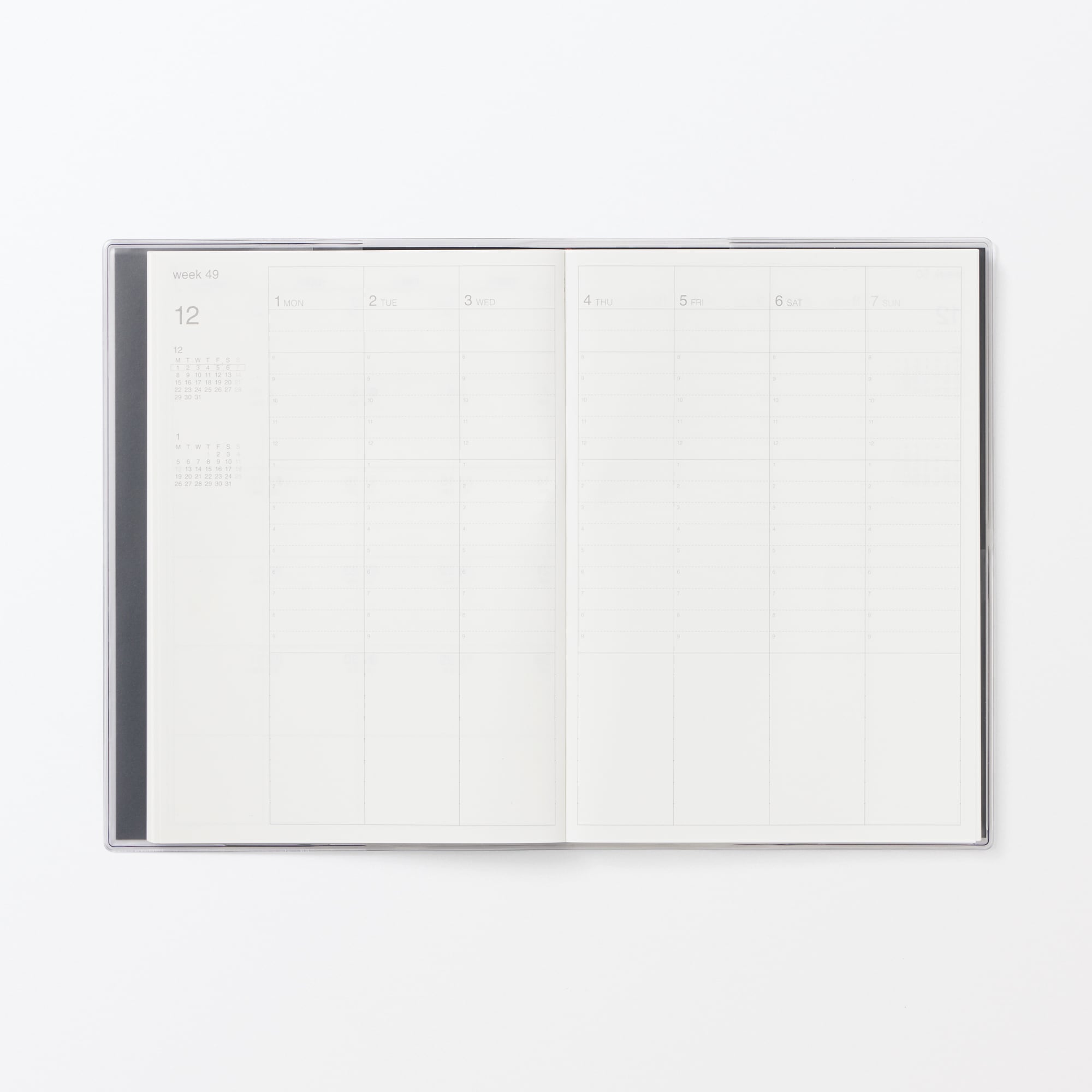 月曜始まりバーチカルスケジュール帳・２０２５年１２月始まり