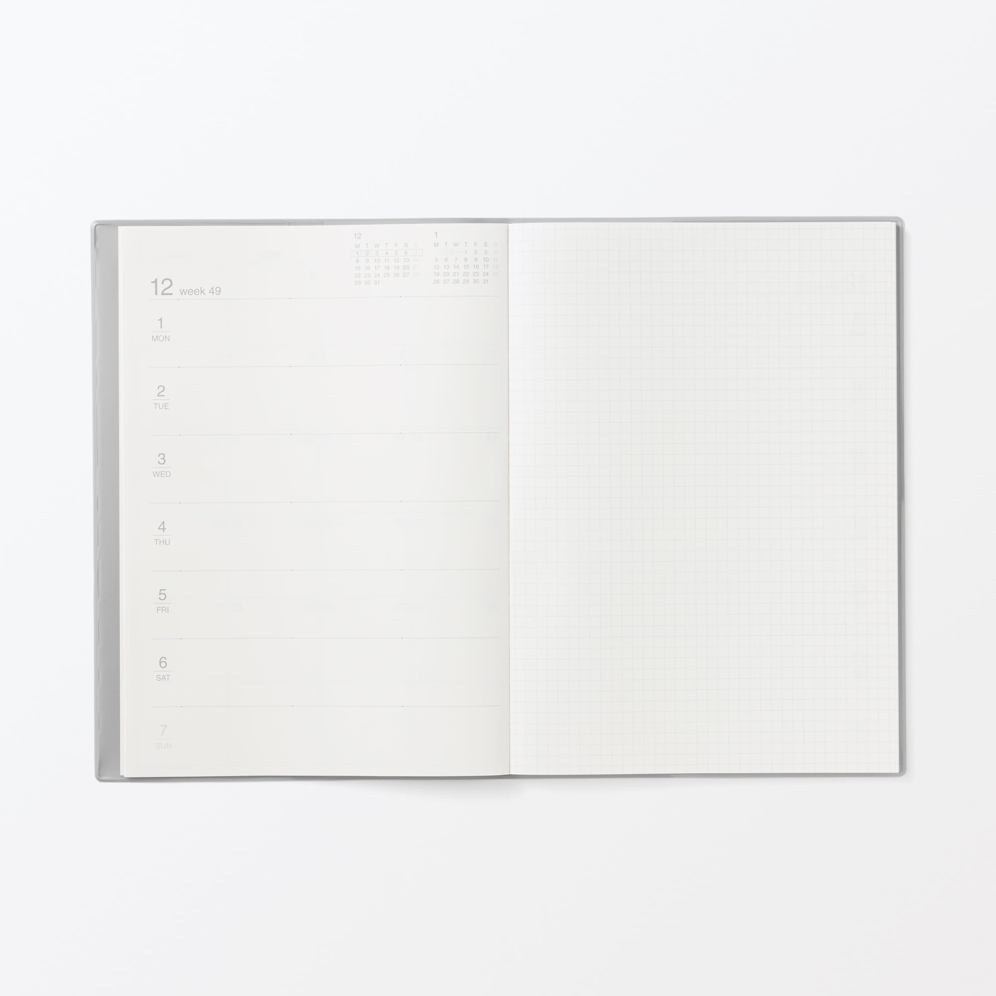 月曜始まりマンスリー／ウィークリースケジュール帳・2025年12月