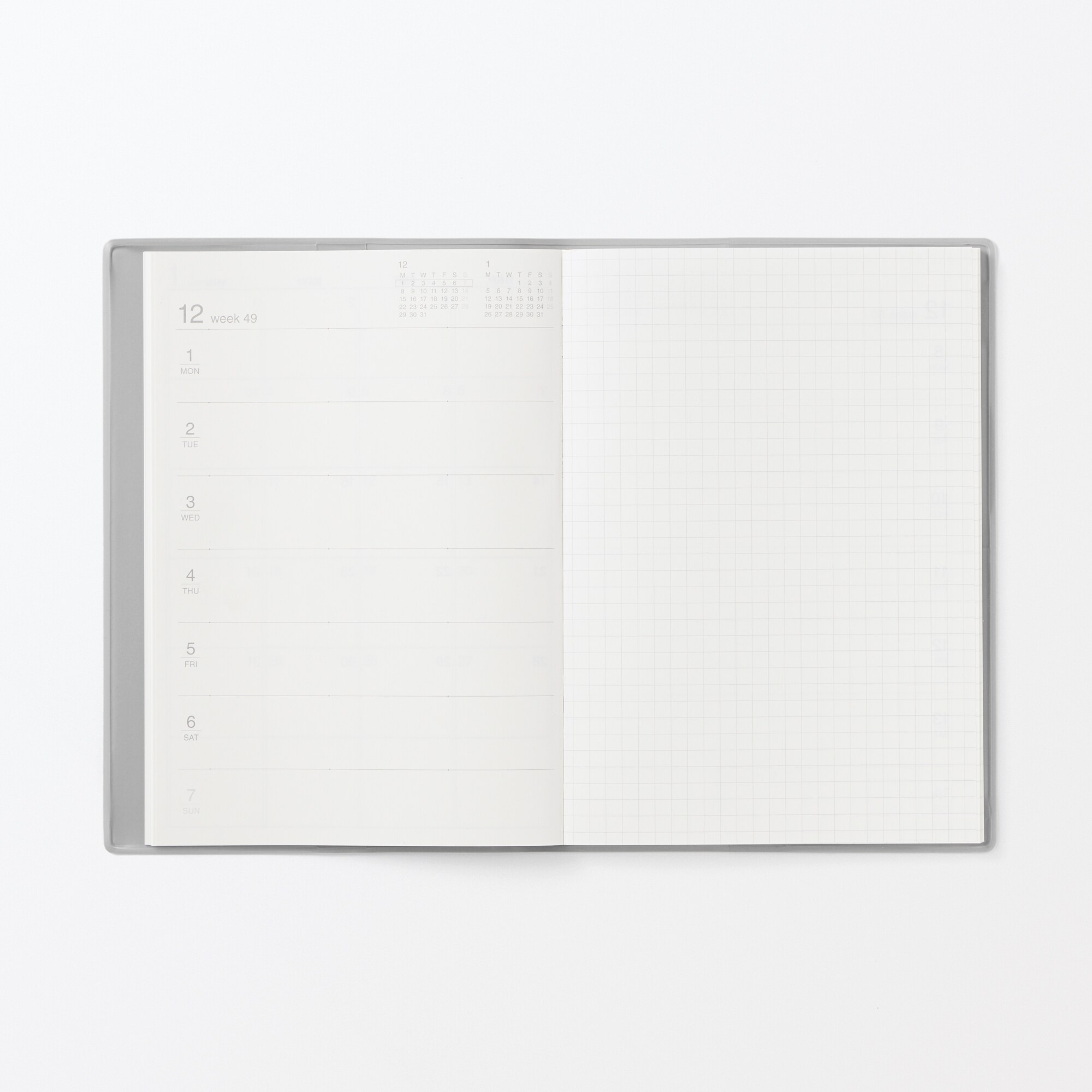 月曜始まりマンスリー／ウィークリースケジュール帳・２０２５年１２月始まり