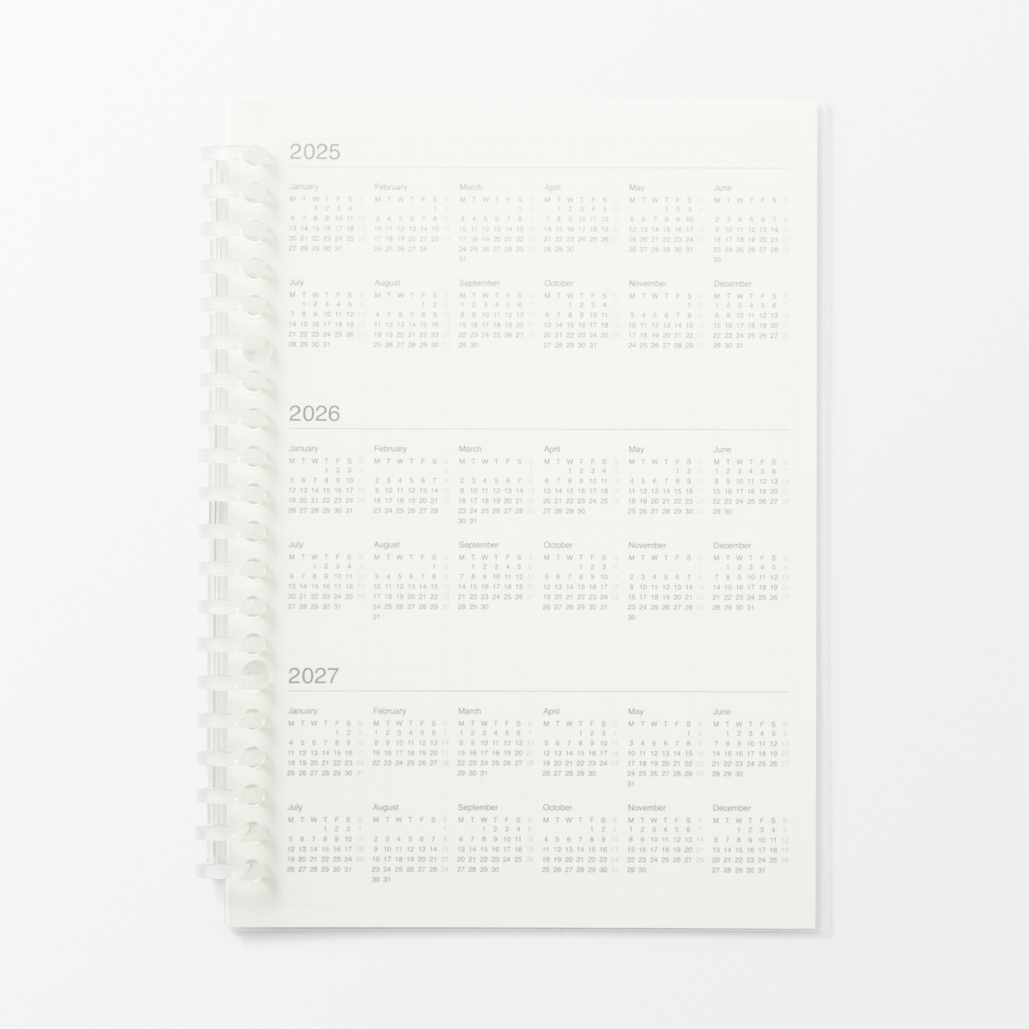 リフィルノート　リフィル　マンスリースケジュール・２０２５年１２月始まり