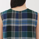 婦人　マドラスチェック　スリーブレスワンピース