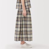 婦人　マドラスチェックフレアスカート