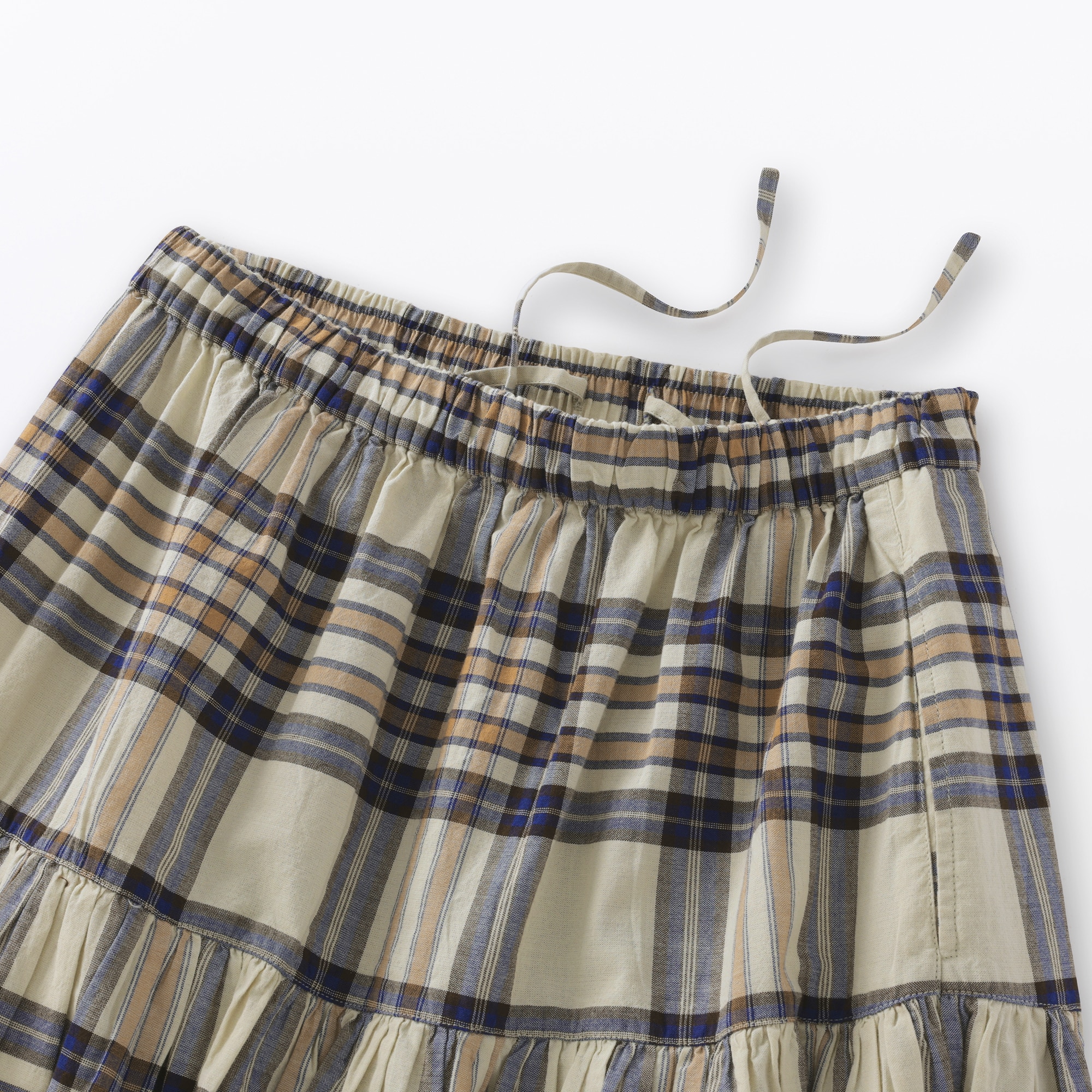 婦人　マドラスチェックフレアスカート