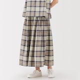 婦人　マドラスチェックフレアスカート