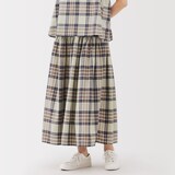 婦人　マドラスチェックフレアスカート
