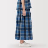 婦人　マドラスチェックフレアスカート