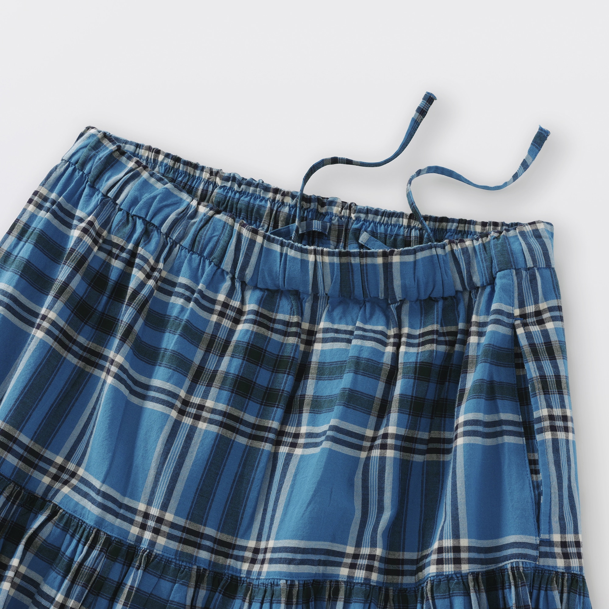 婦人　マドラスチェックフレアスカート