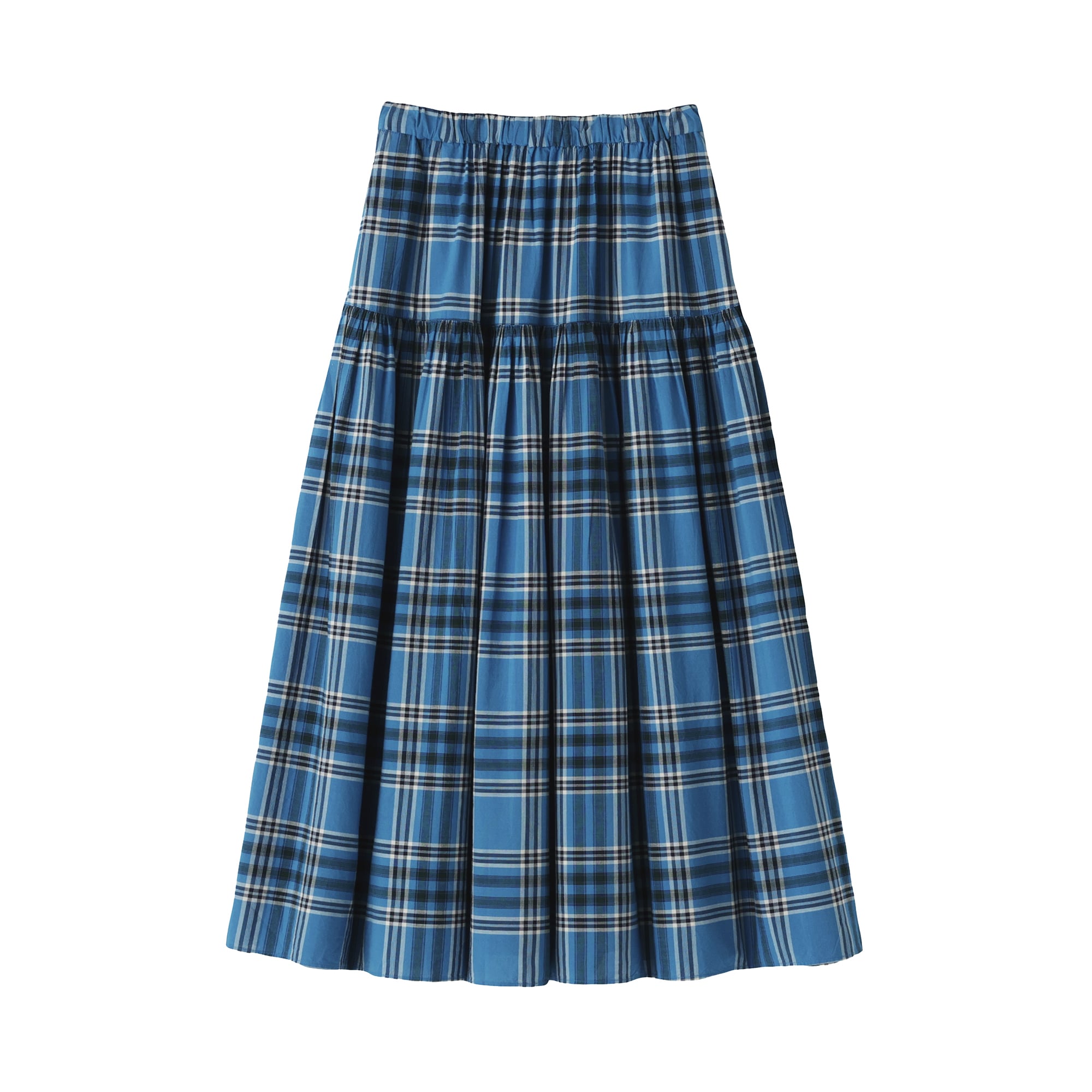 婦人　マドラスチェックフレアスカート