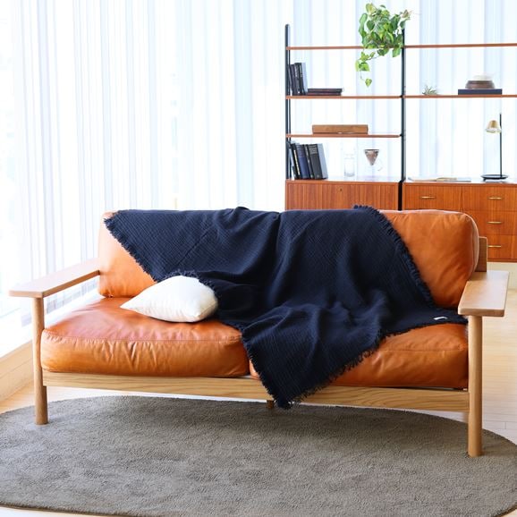 ［ＩＤＥＥ］ＷａｔａｎａｂｅＴｅｘｔｉｌｅ　ブランケット　ネイビー