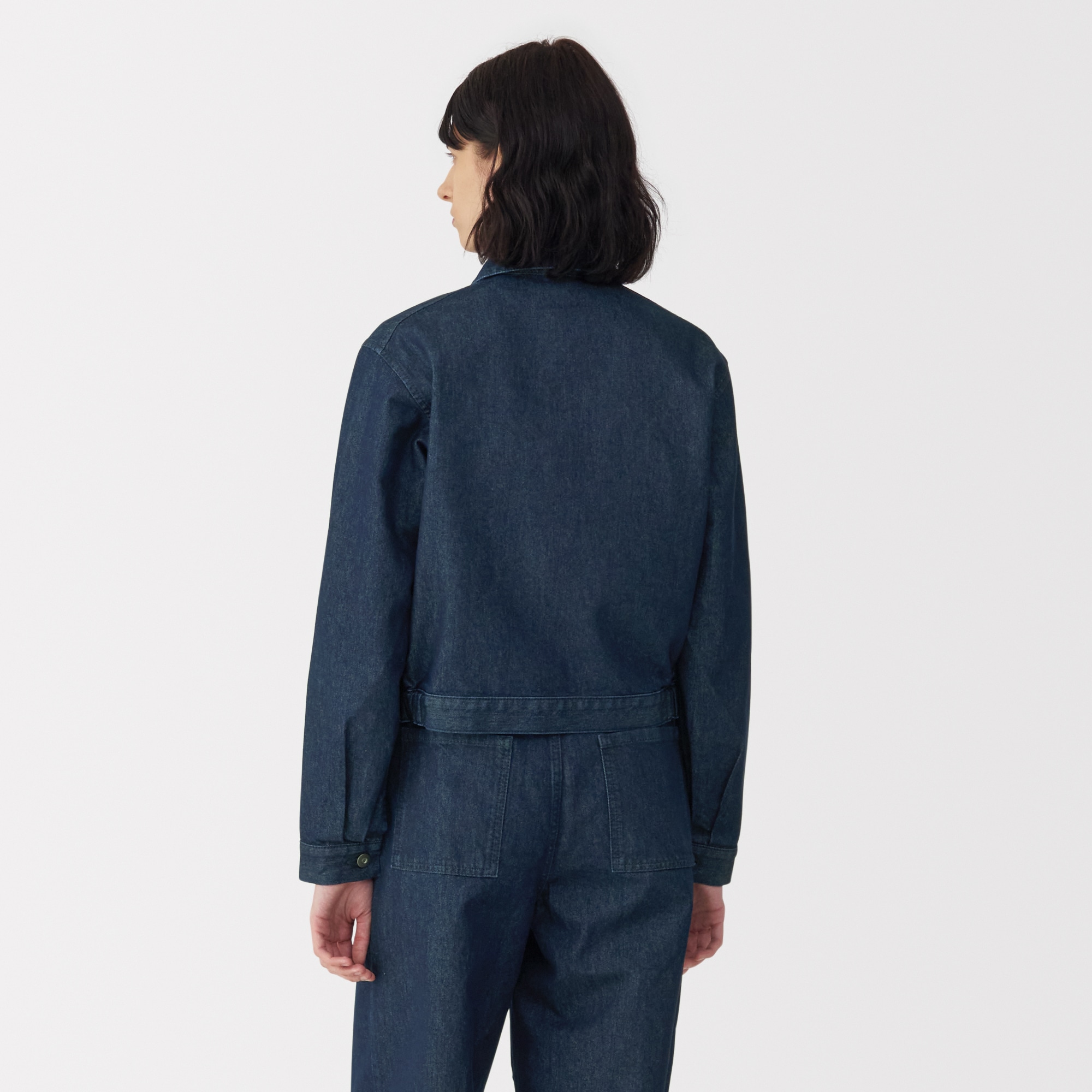 無印良品 muji 和紙混デニムジャケット　ノーカラー　ボレロ　XL 無印良品 muji 和紙混デニムジャケット ノーカラー ボレロ XL