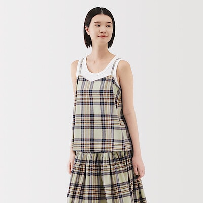 婦人　マドラスチェック　キャミソールブラウス