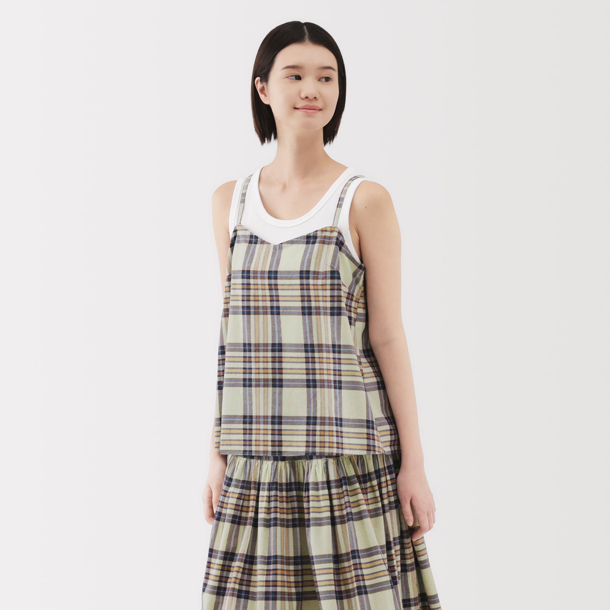 婦人　マドラスチェック　キャミソールブラウス